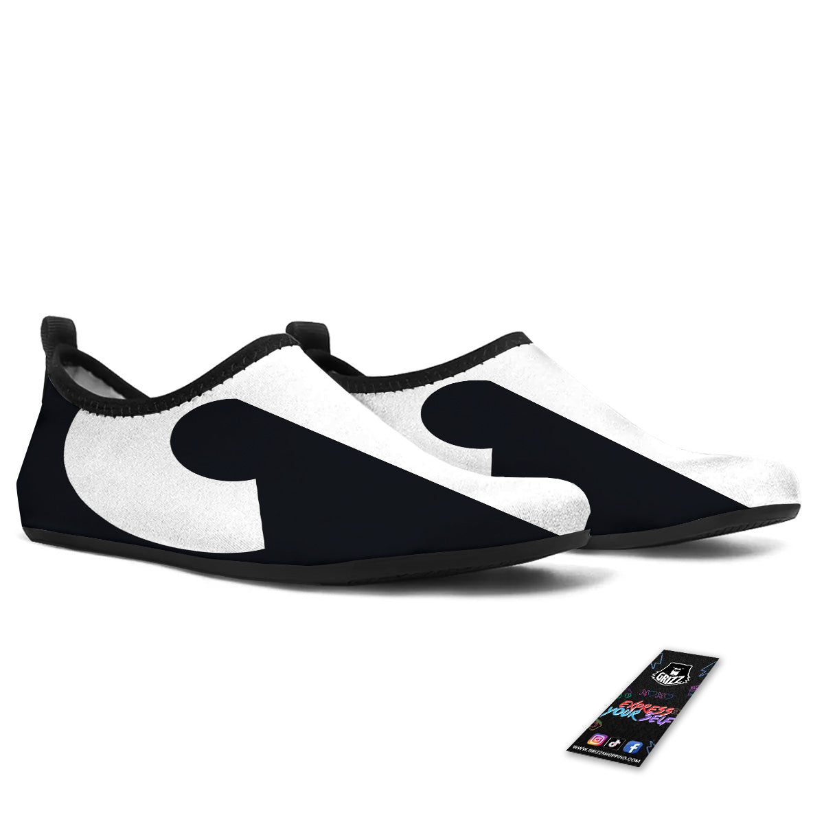 Aries Sign White And Black Print Water Shoes-grizzshop