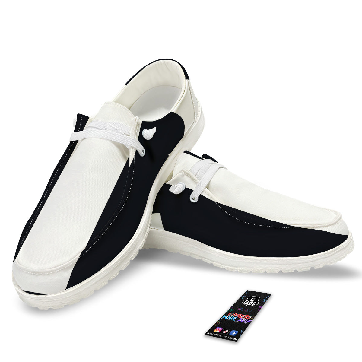 Aries Sign White And Black Print White Loafers-grizzshop