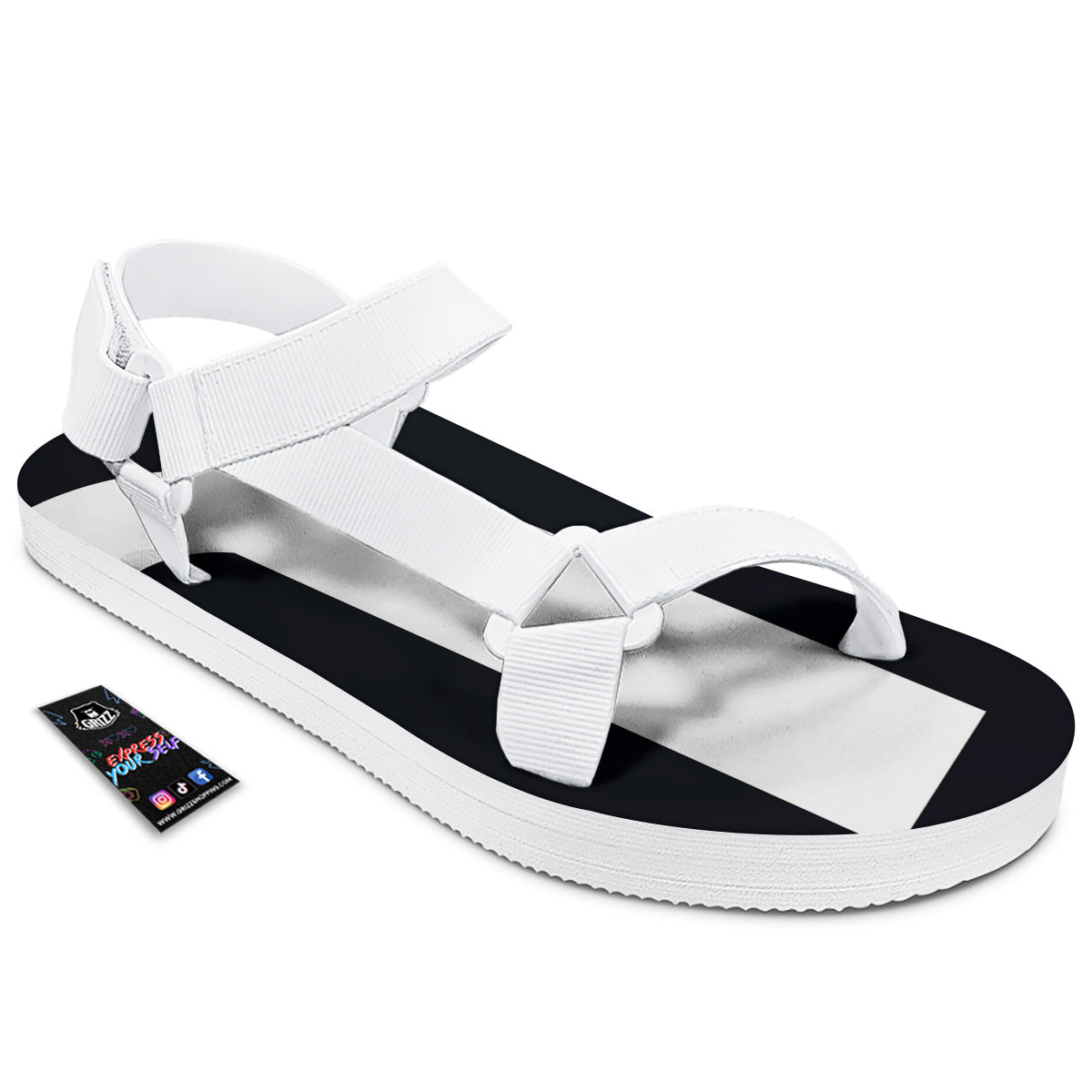 Aries Sign White And Black Print White Open Toe Sandals-grizzshop
