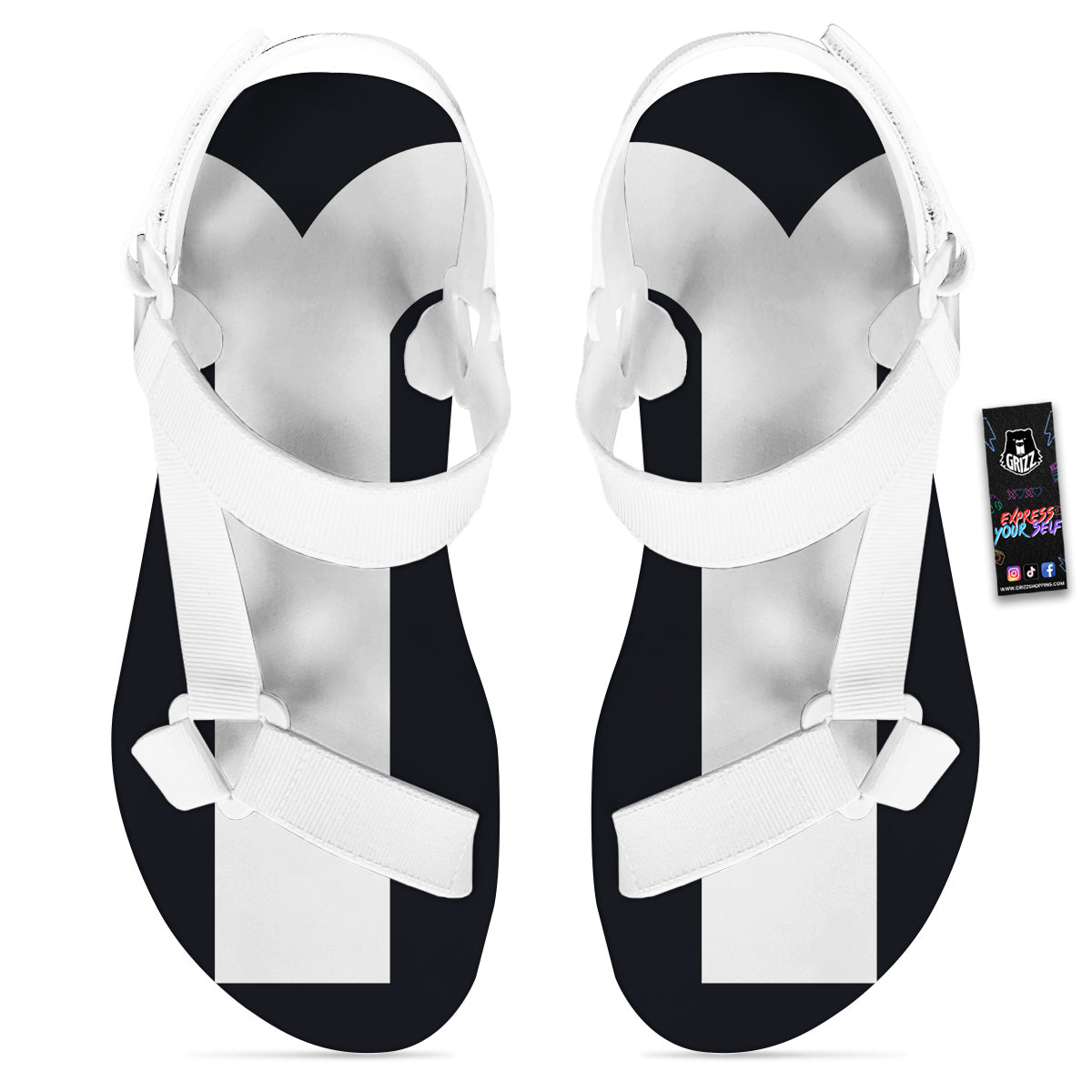 Aries Sign White And Black Print White Open Toe Sandals-grizzshop