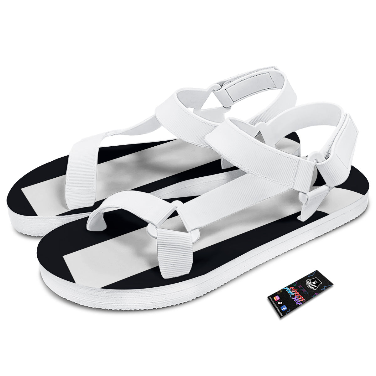 Aries Sign White And Black Print White Open Toe Sandals-grizzshop