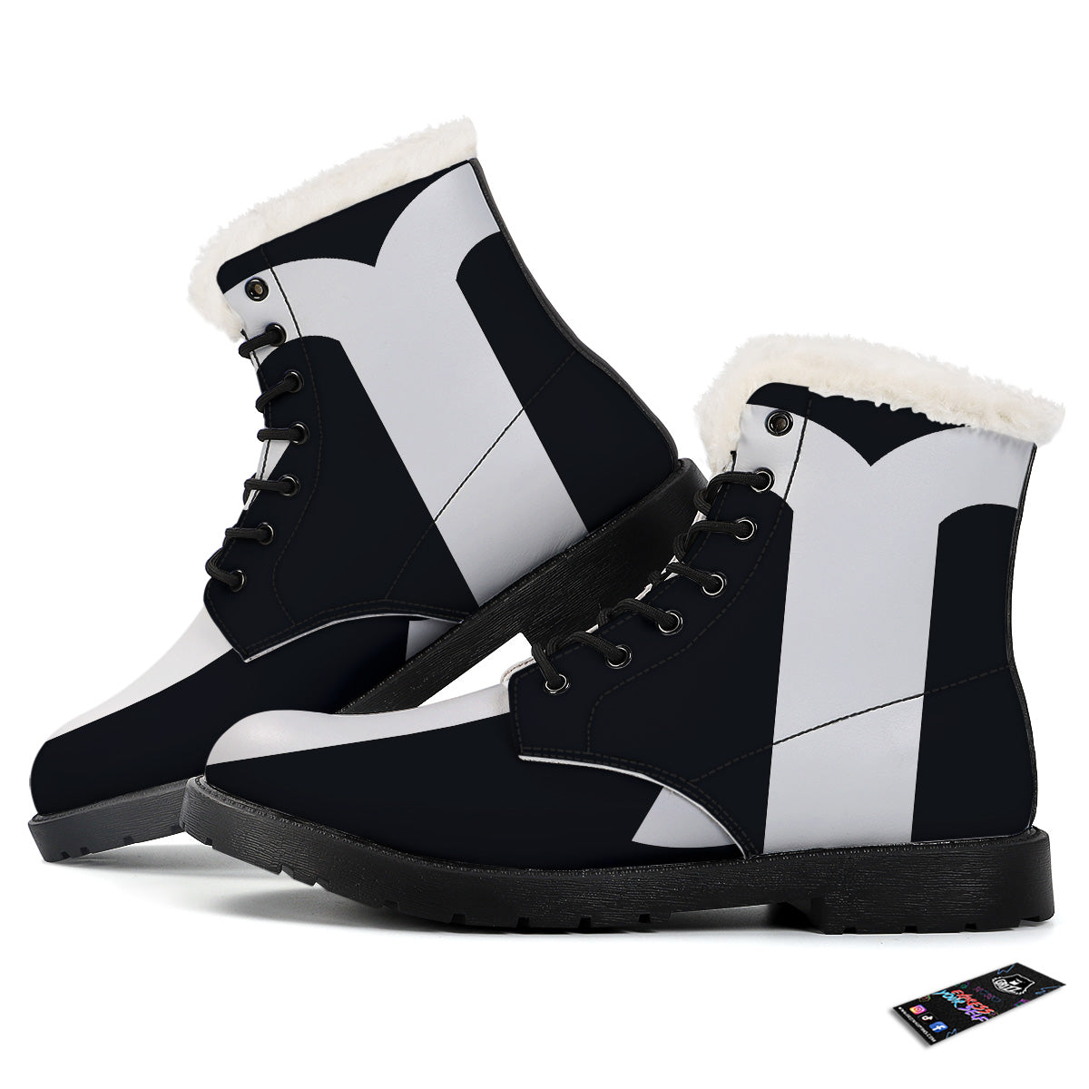 Aries Sign White And Black Print Winter Boots-grizzshop