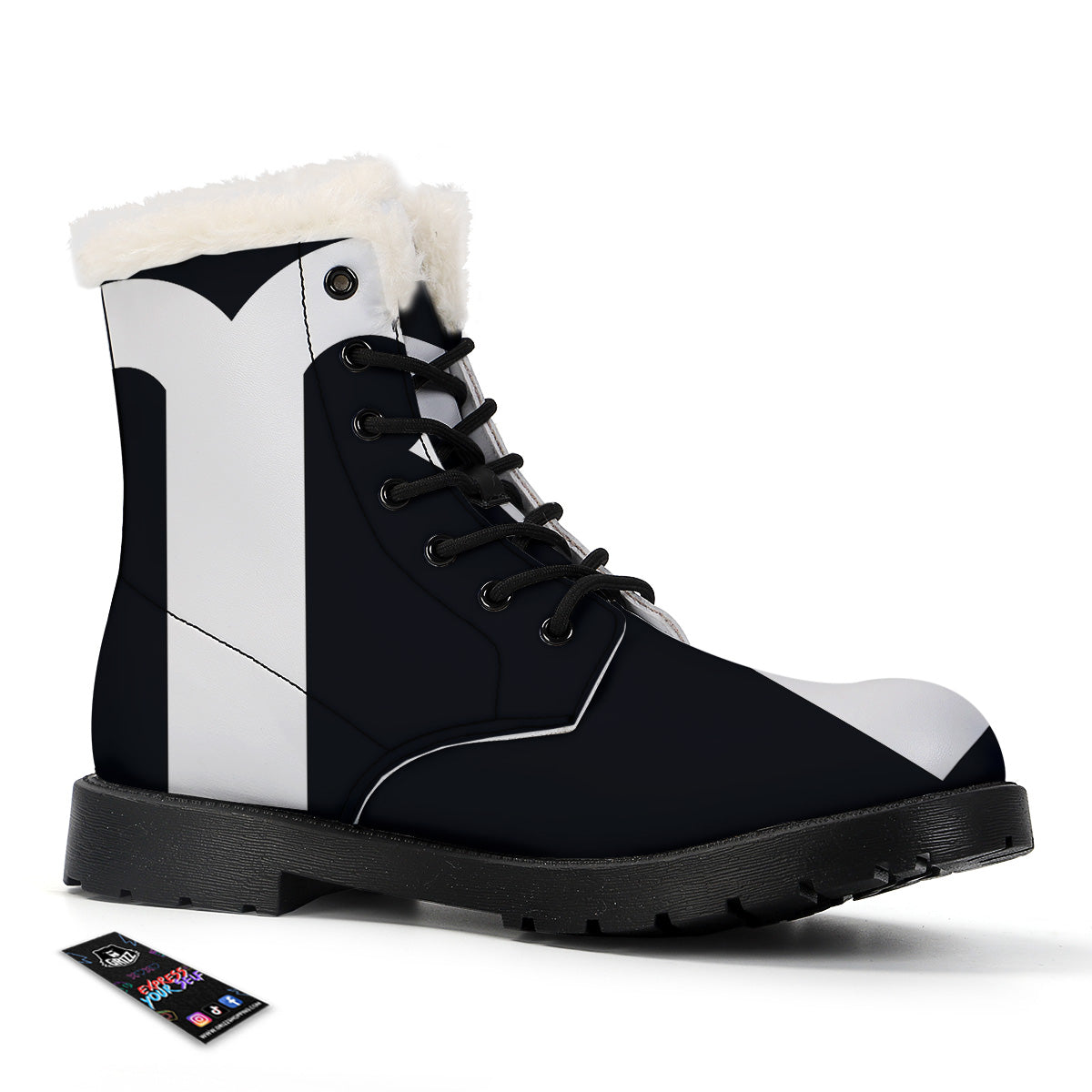 Aries Sign White And Black Print Winter Boots-grizzshop