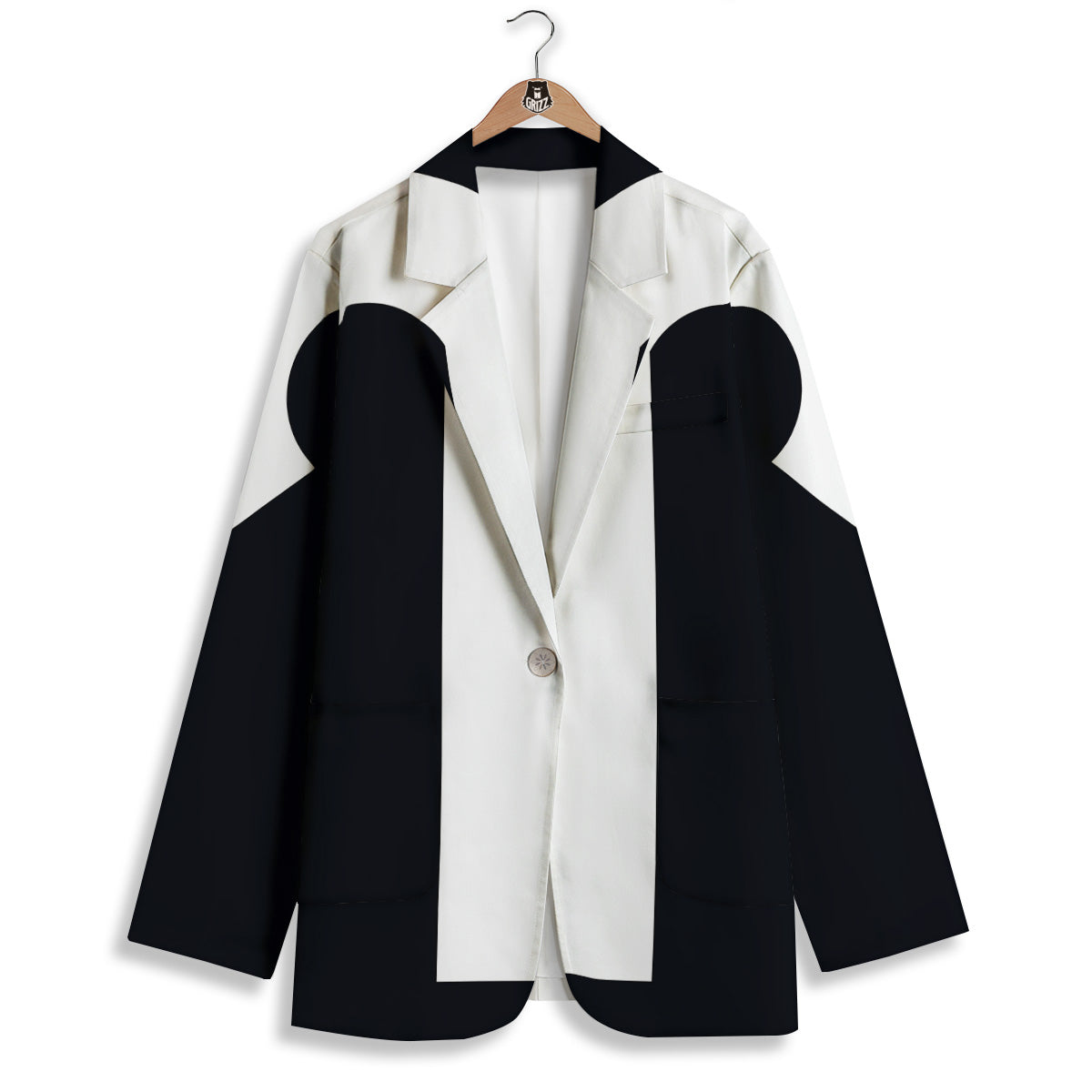 Aries Sign White And Black Print Women's Blazer-grizzshop