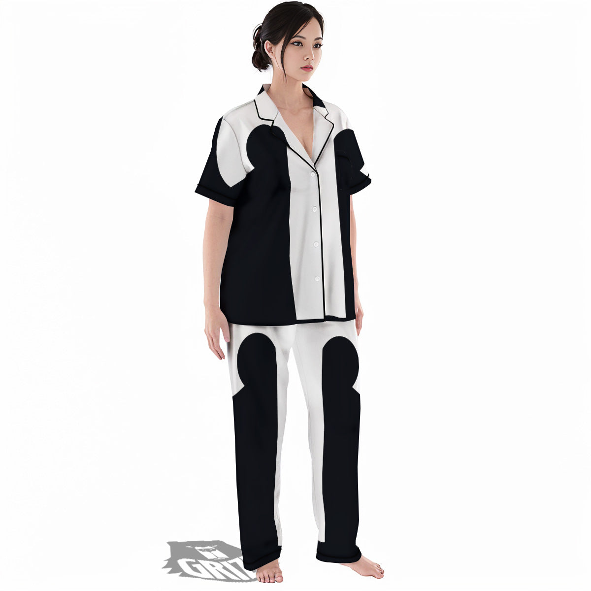 Aries Sign White And Black Print Women's Pajamas Set-grizzshop