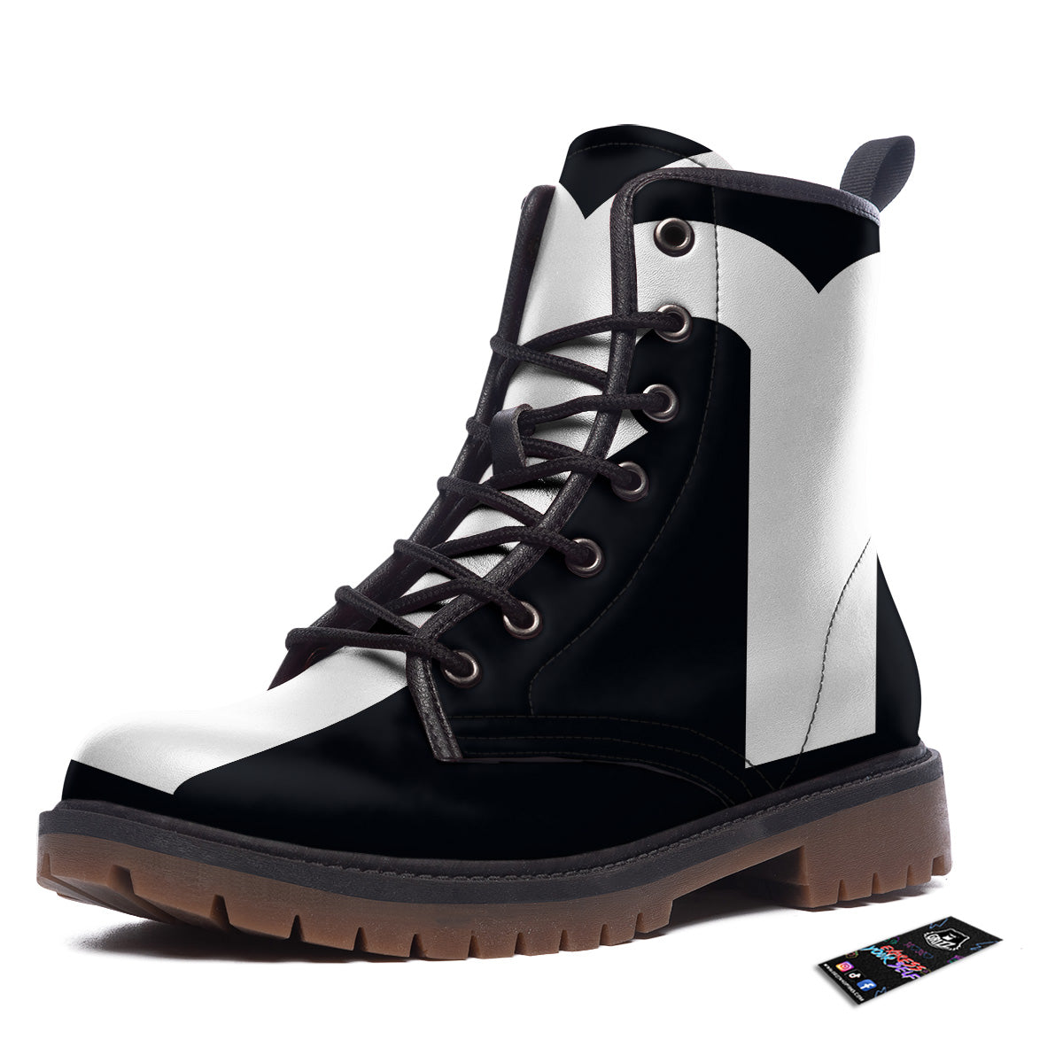 Aries Sign White And Black Print Work Boots-grizzshop