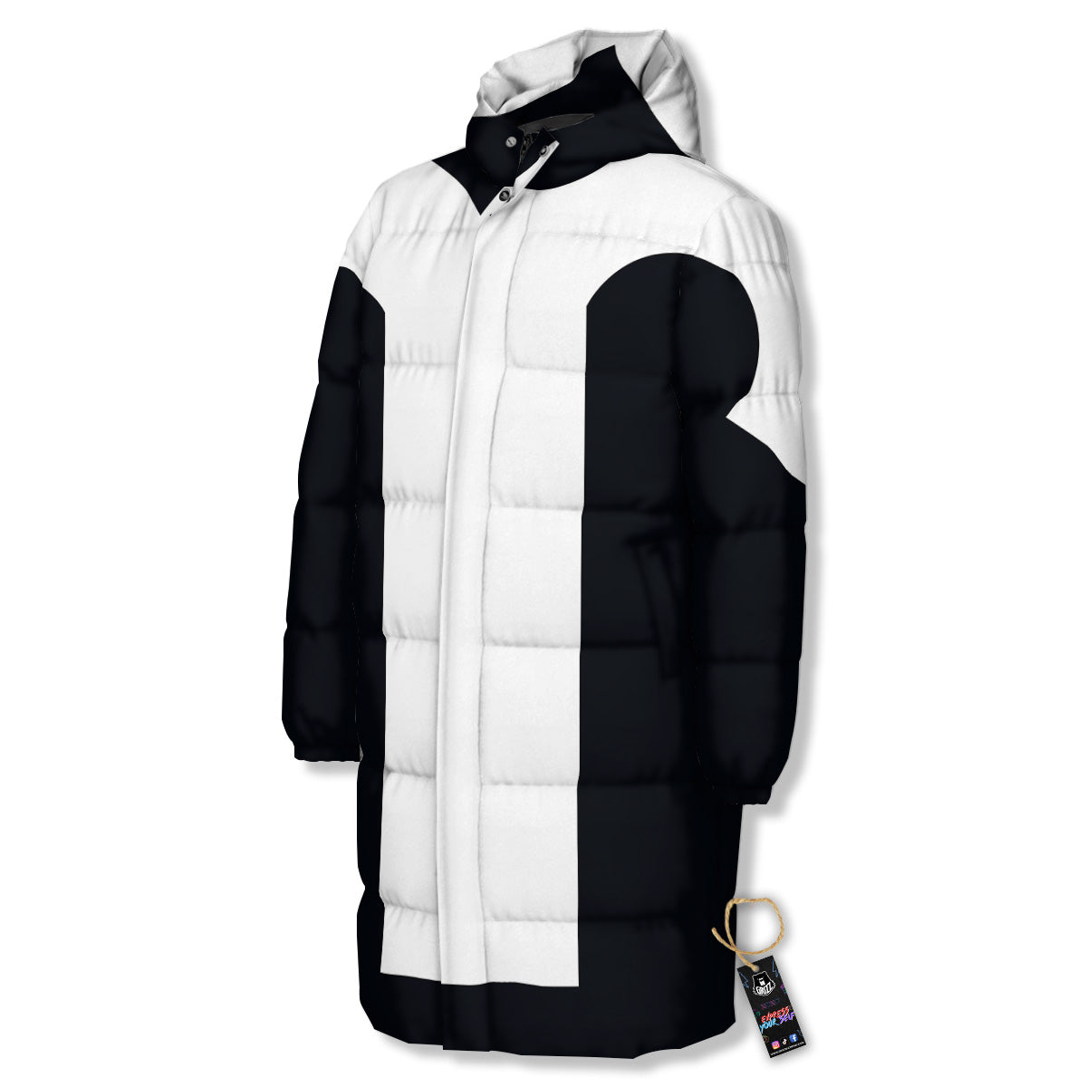 Aries Sign White And Black Print Long Down Jacket