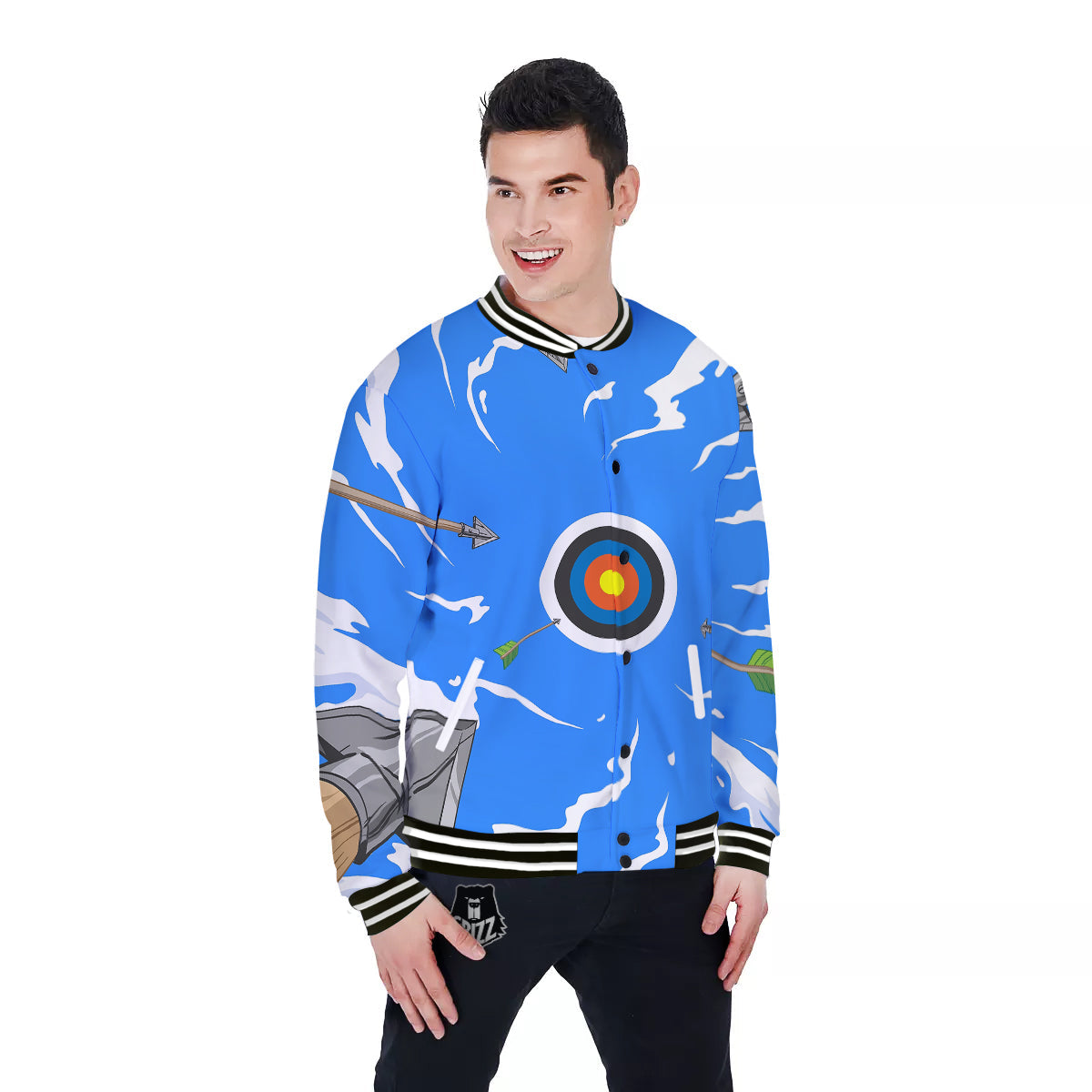 Arrows Are Casting At The Target Print Baseball Jacket-grizzshop