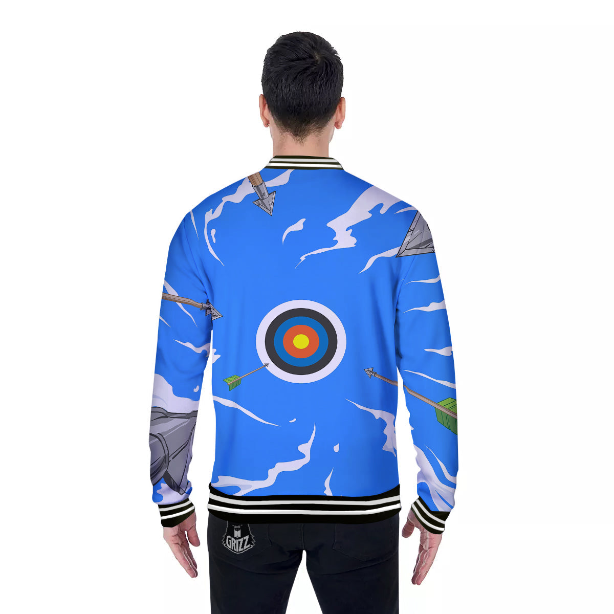 Arrows Are Casting At The Target Print Baseball Jacket-grizzshop