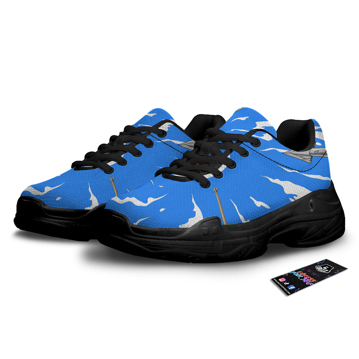 Arrows Are Casting At The Target Print Black Chunky Shoes-grizzshop