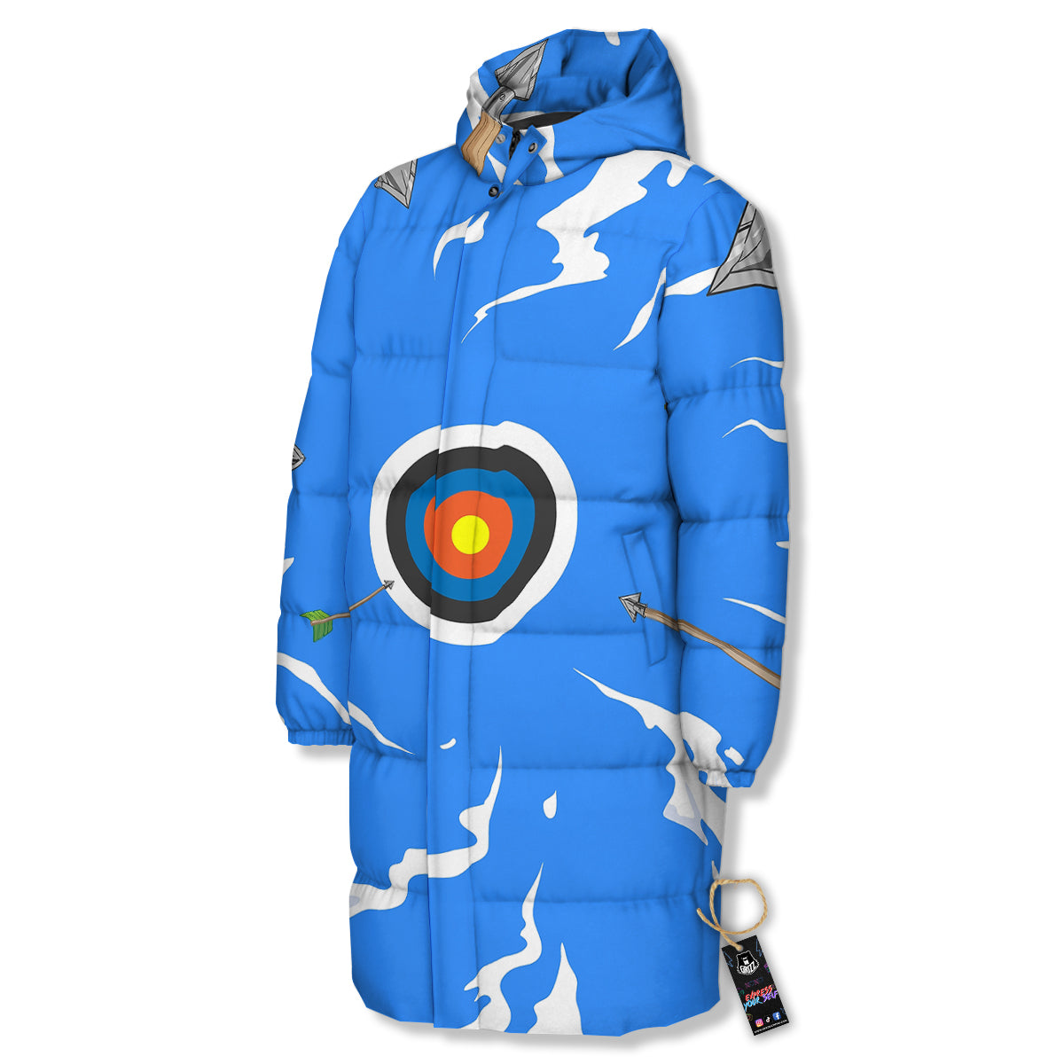 Arrows Are Casting At The Target Print Long Down Jacket-grizzshop