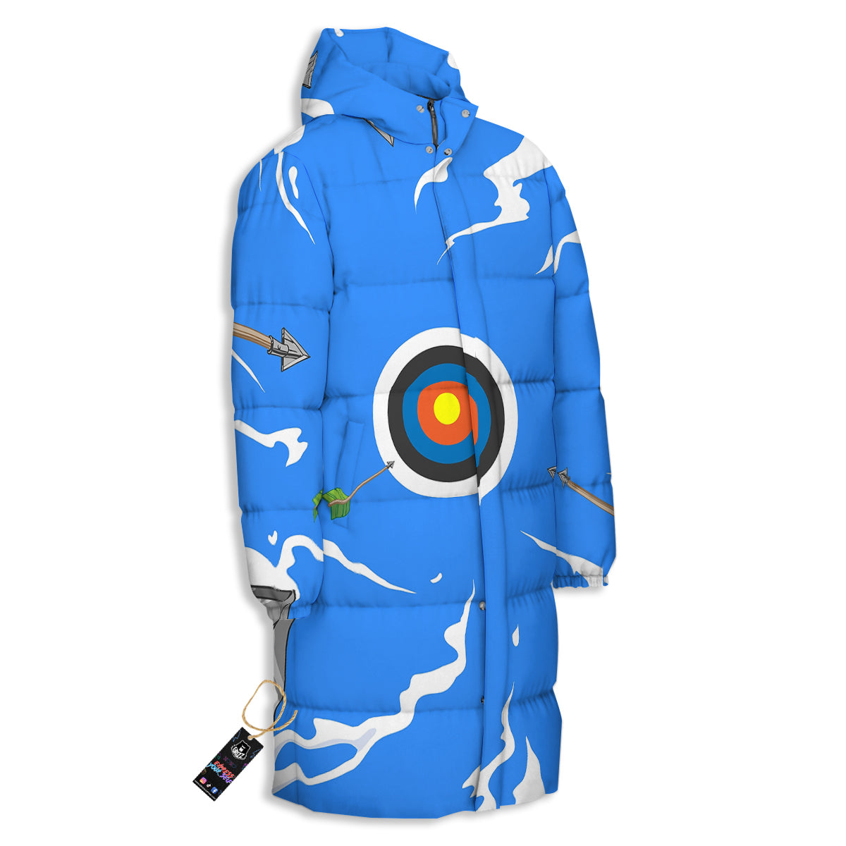 Arrows Are Casting At The Target Print Long Down Jacket-grizzshop
