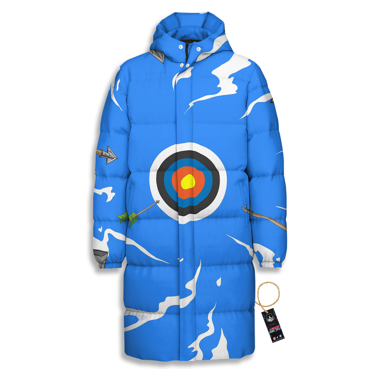 Arrows Are Casting At The Target Print Long Down Jacket-grizzshop