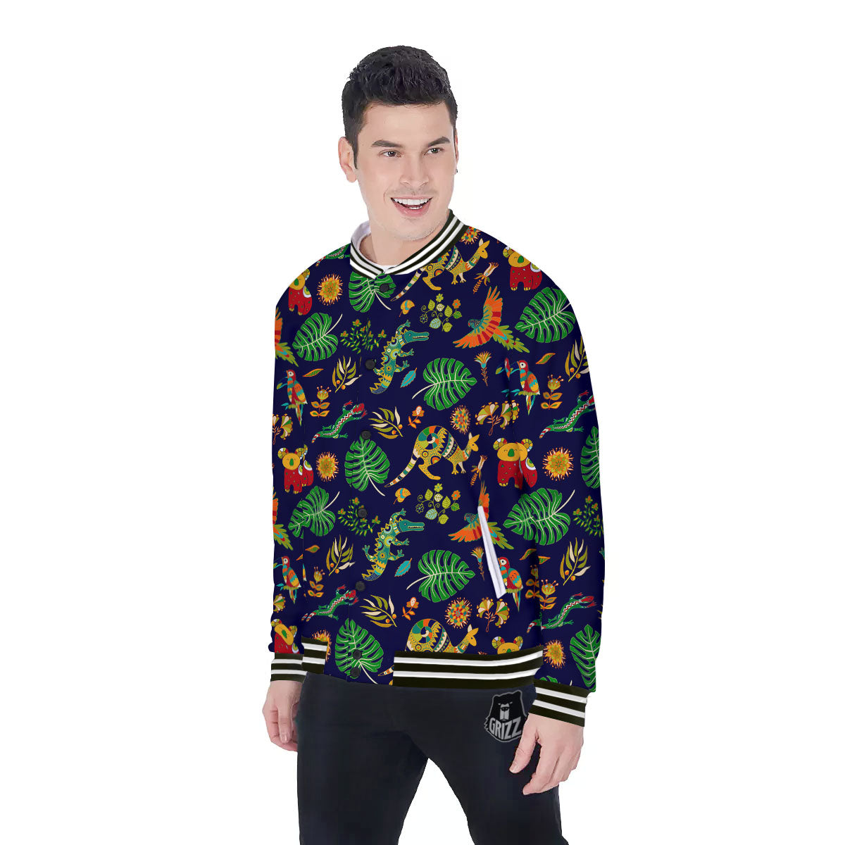 Art Australian Aboriginal Print Baseball Jacket-grizzshop