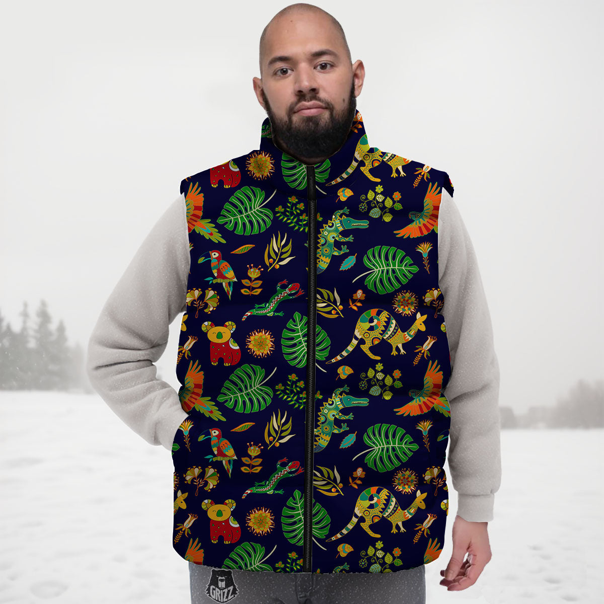 Art Australian Aboriginal Print Down Vest