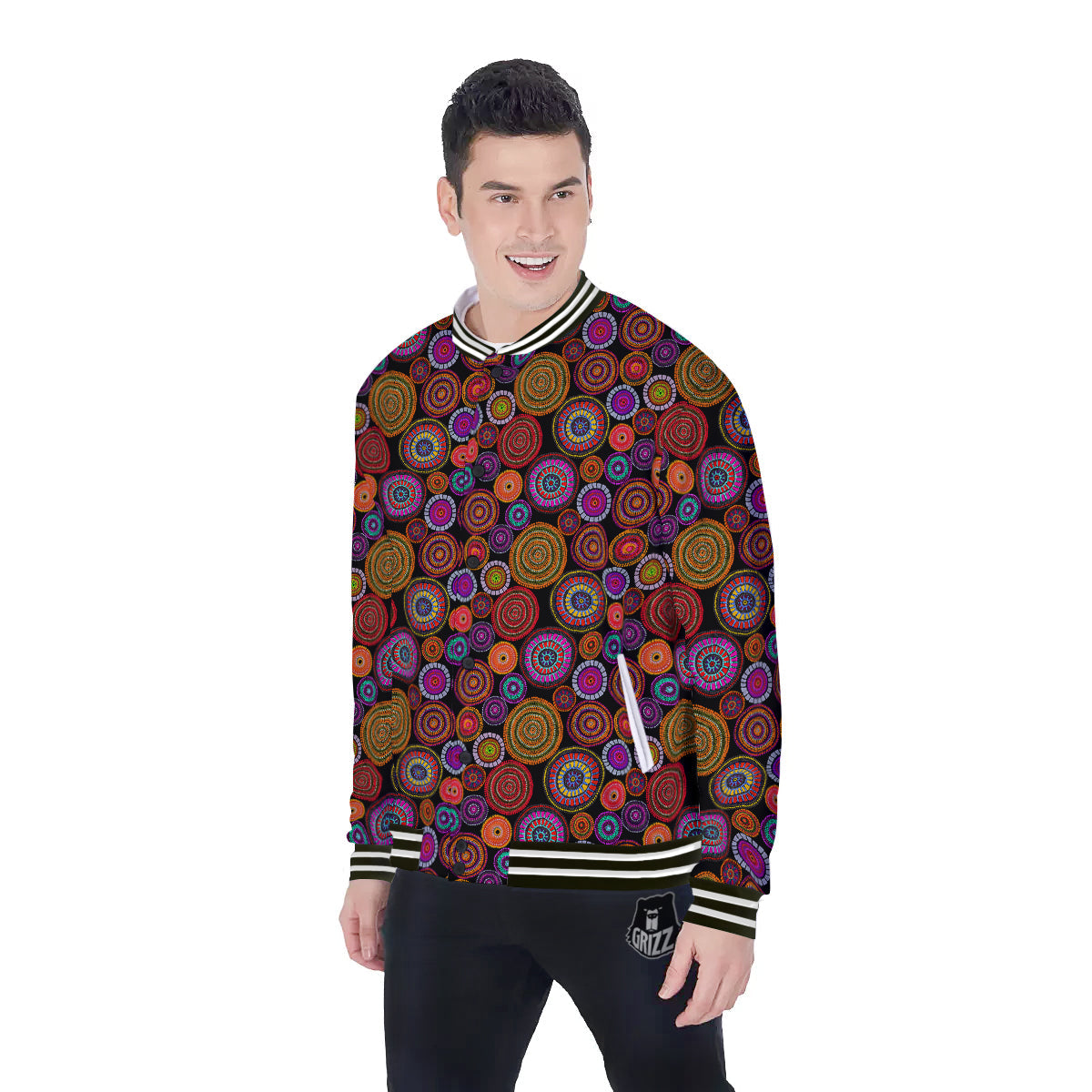 Art Australian Aboriginal Print Pattern Baseball Jacket-grizzshop
