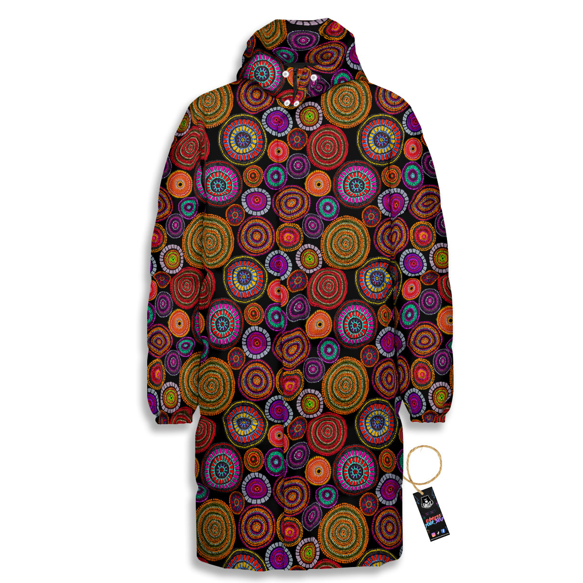 Art Australian Aboriginal Print Pattern Long Down Jacket-grizzshop
