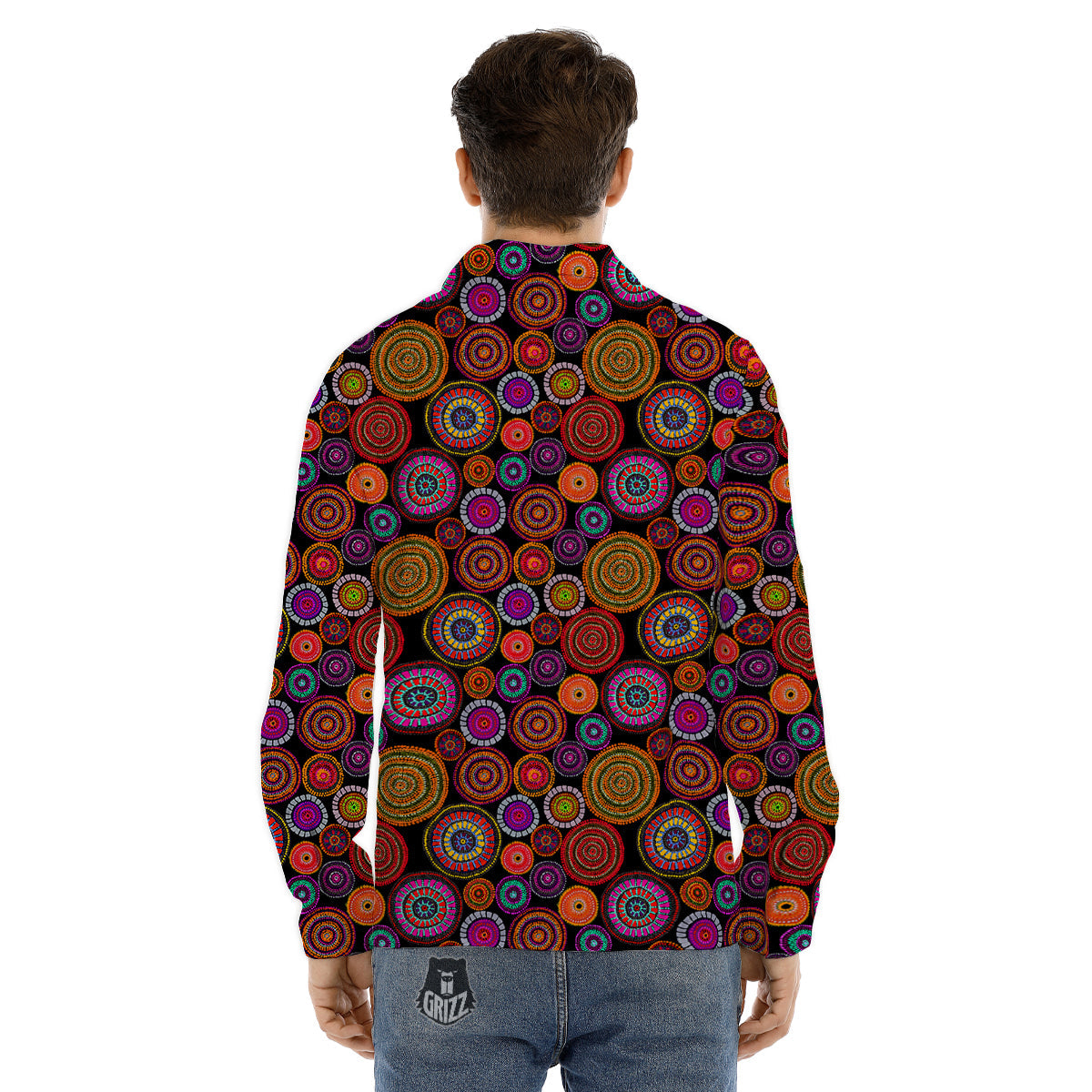 Art Australian Aboriginal Print Pattern Men's Dress Shirts-grizzshop