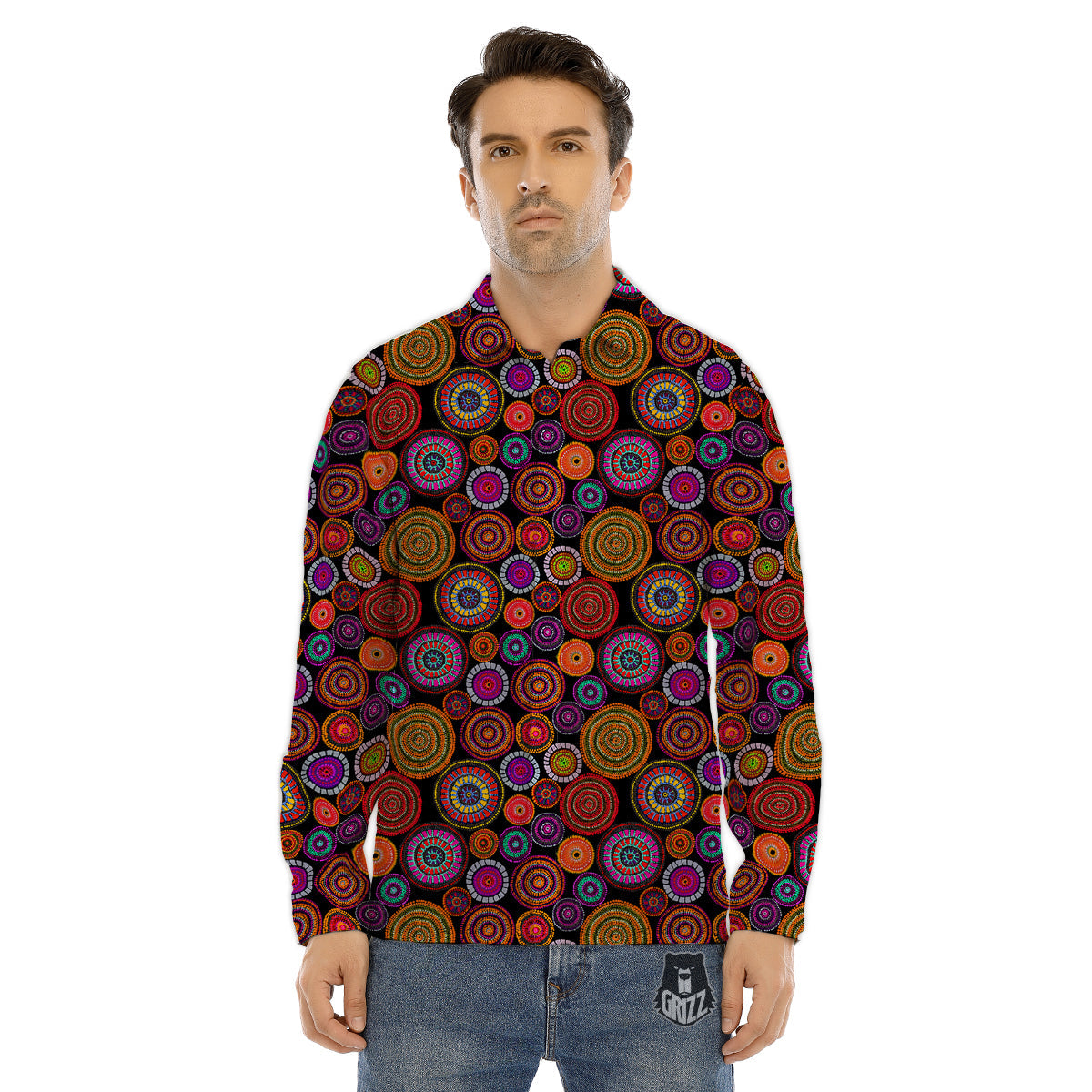 Art Australian Aboriginal Print Pattern Men's Dress Shirts-grizzshop