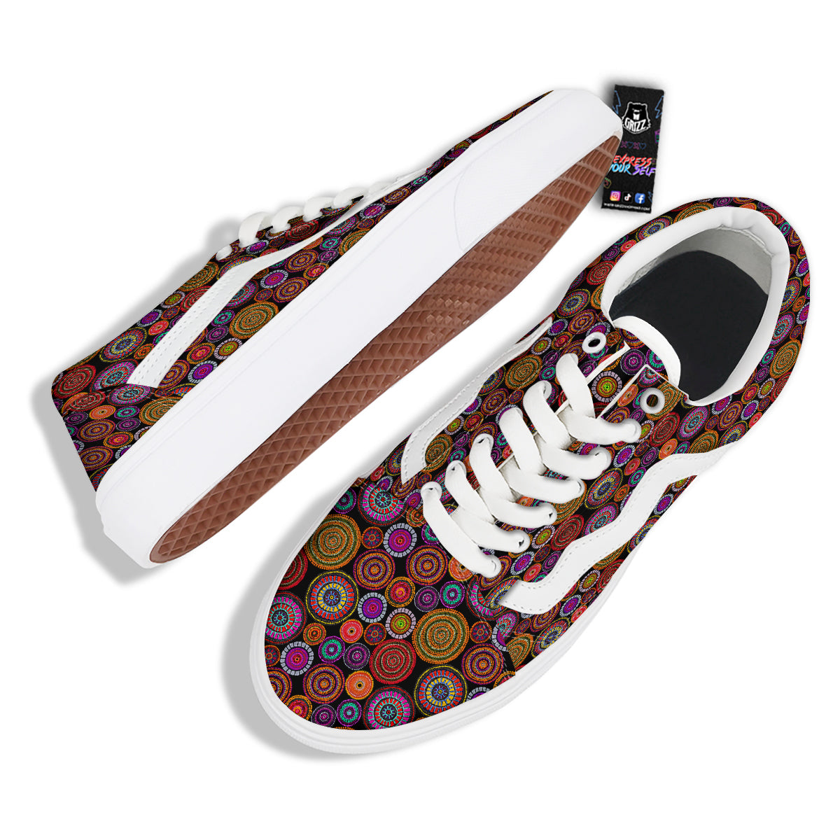 Art Australian Aboriginal Print Pattern Skate Shoes-grizzshop