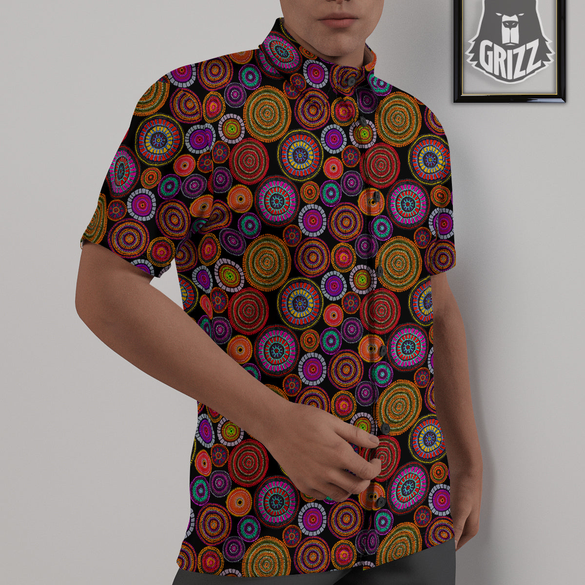 Art Australian Aboriginal Print Pattern Untucked Shirts-grizzshop