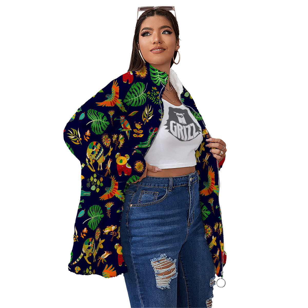 Art Australian Aboriginal Print Women's Sherpa Jacket-grizzshop
