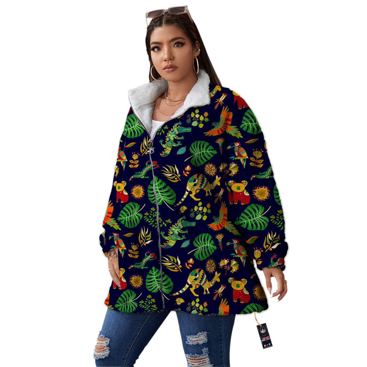 Art Australian Aboriginal Print Women's Sherpa Jacket-grizzshop
