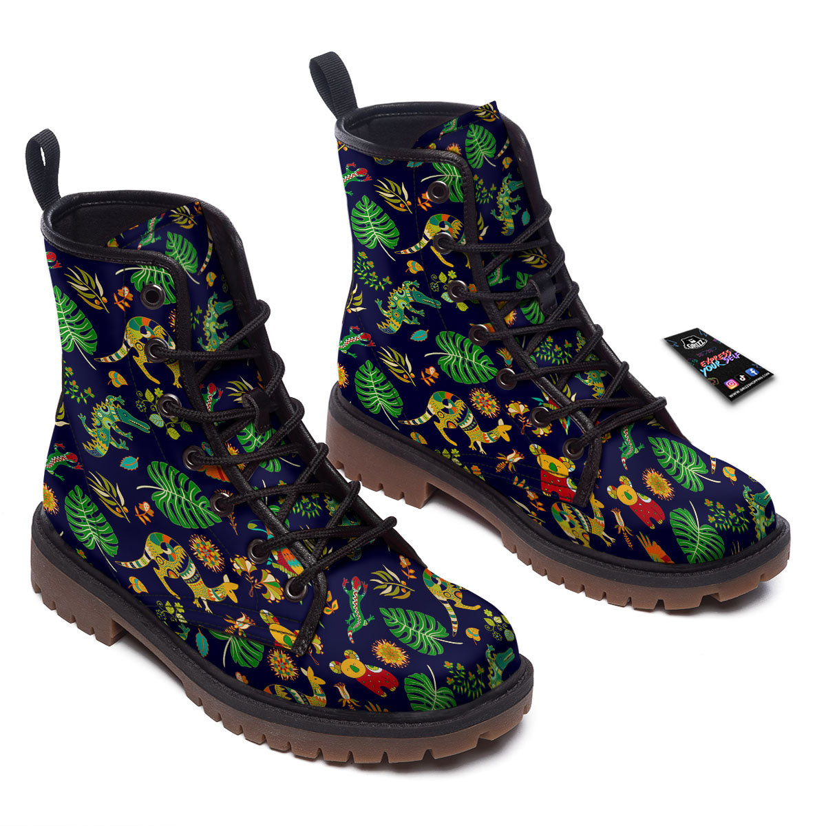 Art Australian Aboriginal Print Work Boots-grizzshop