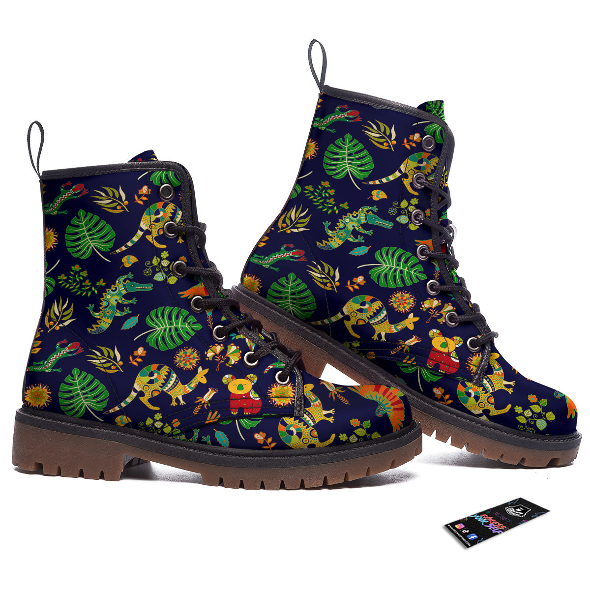 Art Australian Aboriginal Print Work Boots-grizzshop