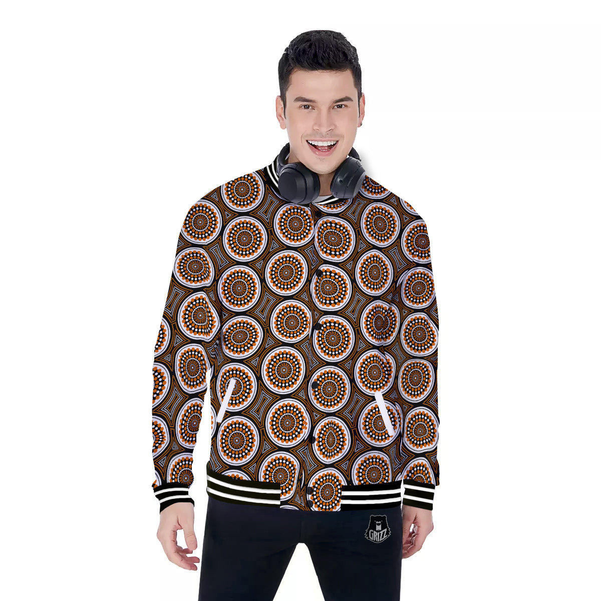 Art Dot Aboriginal Print Pattern Baseball Jacket-grizzshop