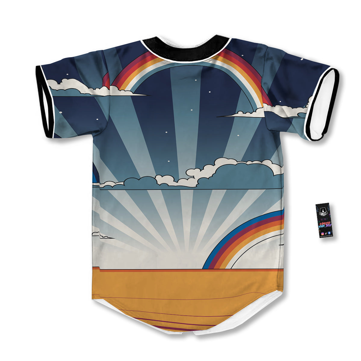 Art Style Hippie 1960s Print Baseball Jersey-grizzshop
