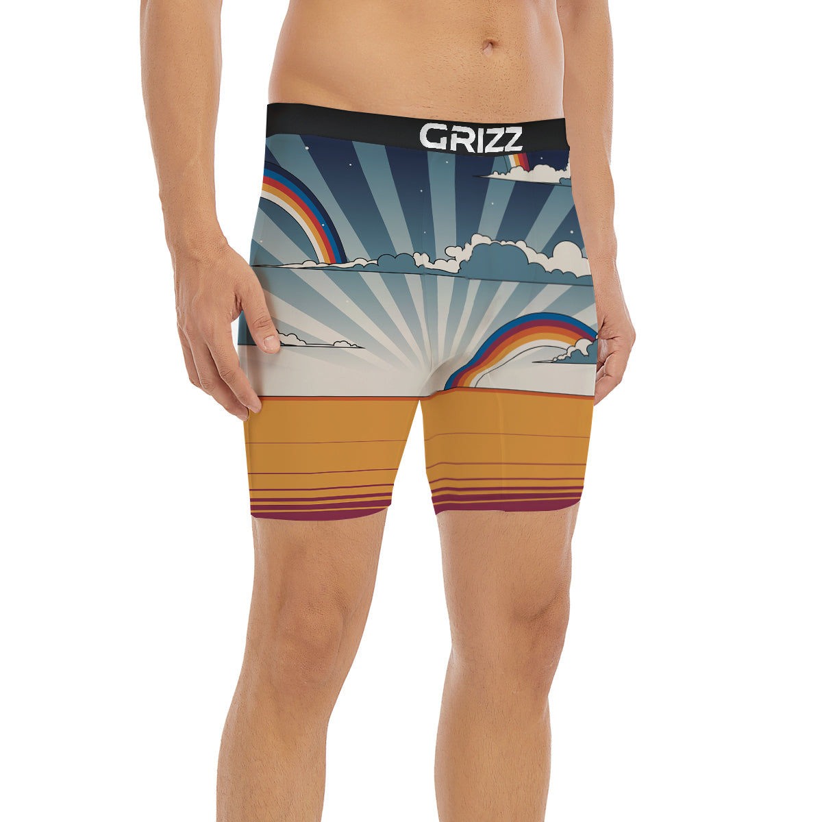 Art Style Hippie 1960s Print Boxer Briefs-grizzshop