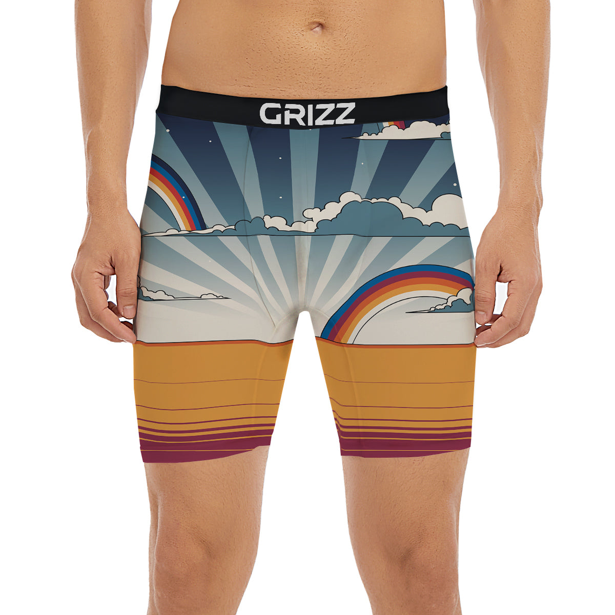 Art Style Hippie 1960s Print Boxer Briefs-grizzshop