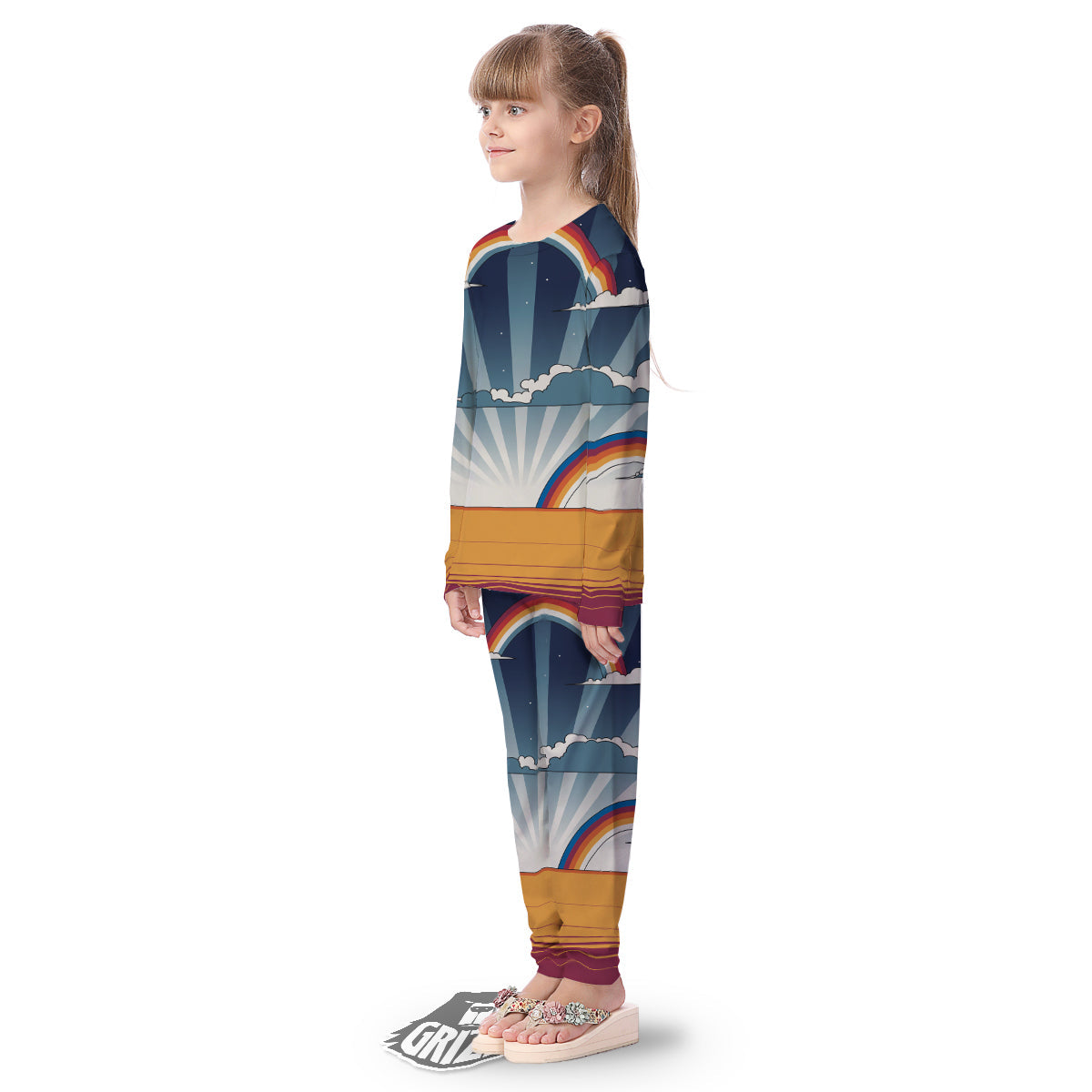 Art Style Hippie 1960s Print Kid's Pajamas-grizzshop