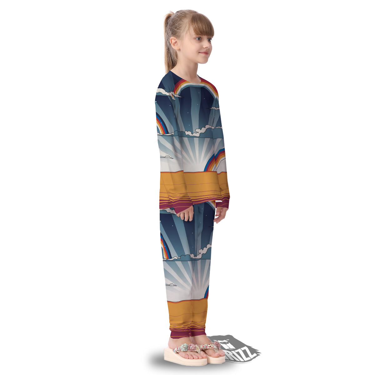 Art Style Hippie 1960s Print Kid's Pajamas-grizzshop