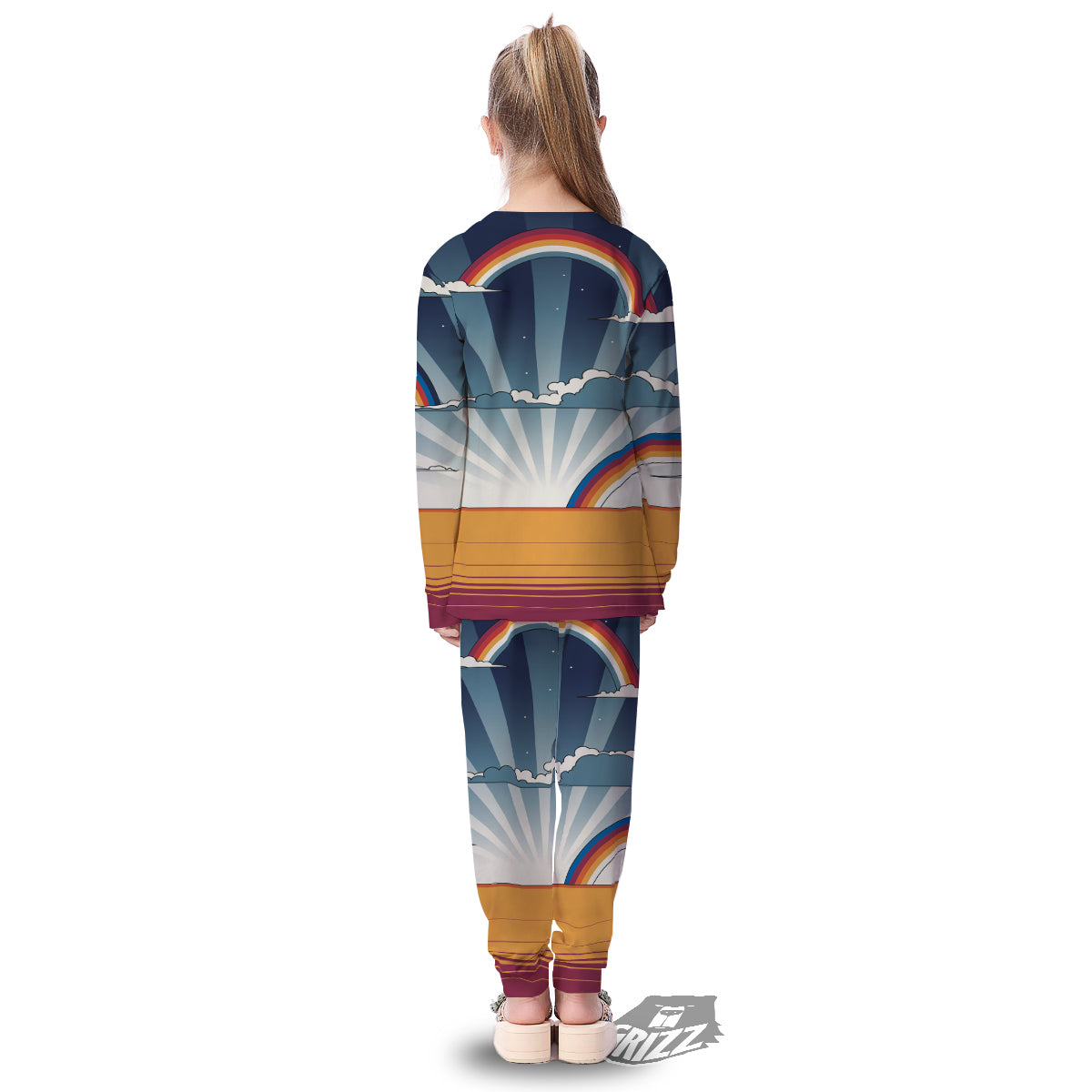 Art Style Hippie 1960s Print Kid's Pajamas-grizzshop
