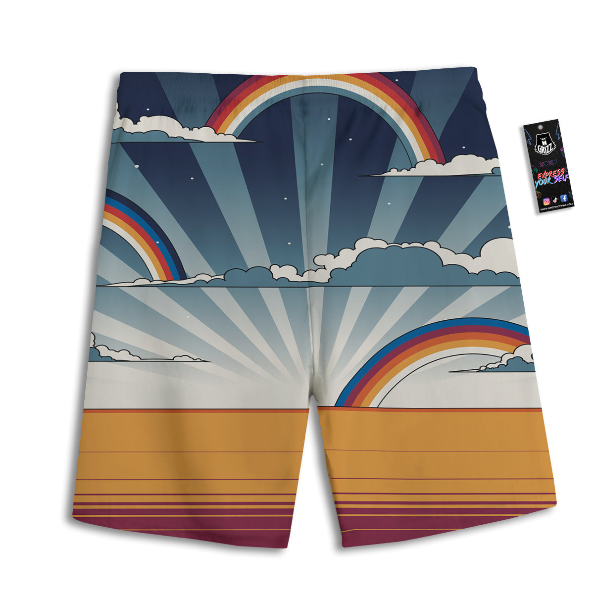 Art Style Hippie 1960s Print Men's Athletic Shorts
