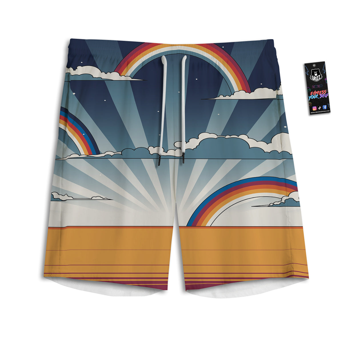 Art Style Hippie 1960s Print Men's Athletic Shorts