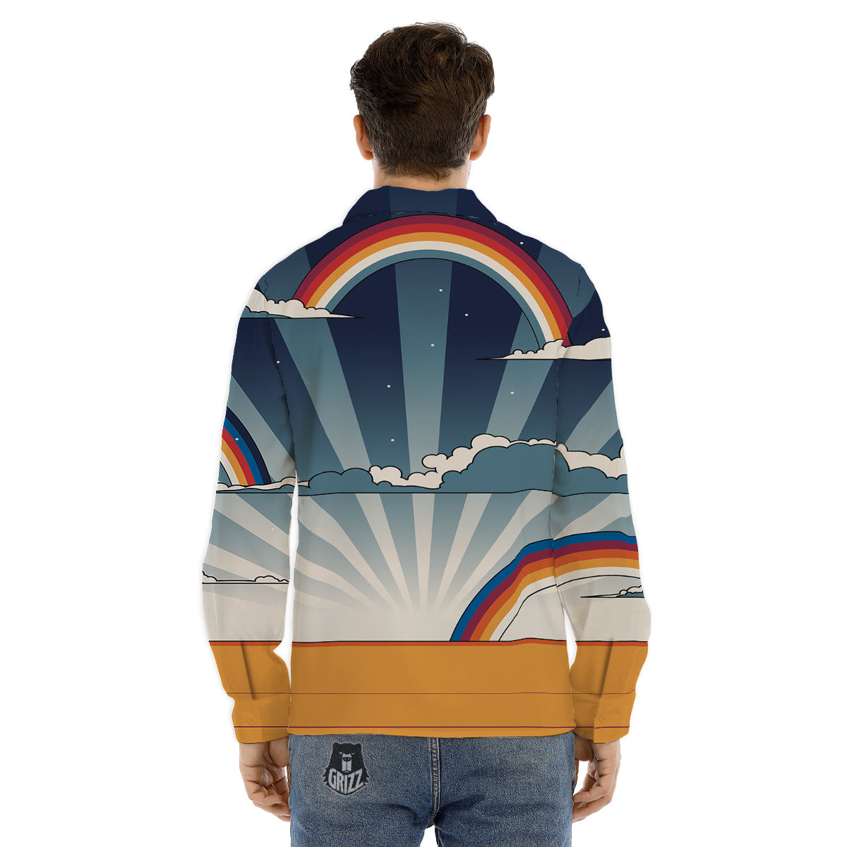 Art Style Hippie 1960s Print Men's Dress Shirts-grizzshop