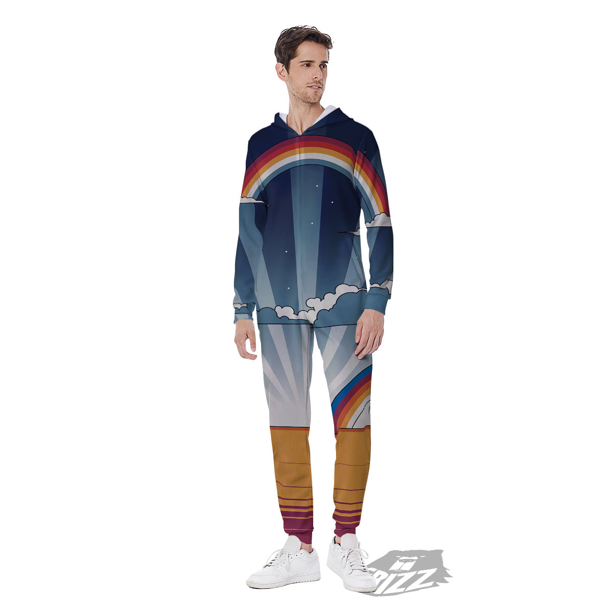 Art Style Hippie 1960s Print Men's Jumpsuit-grizzshop