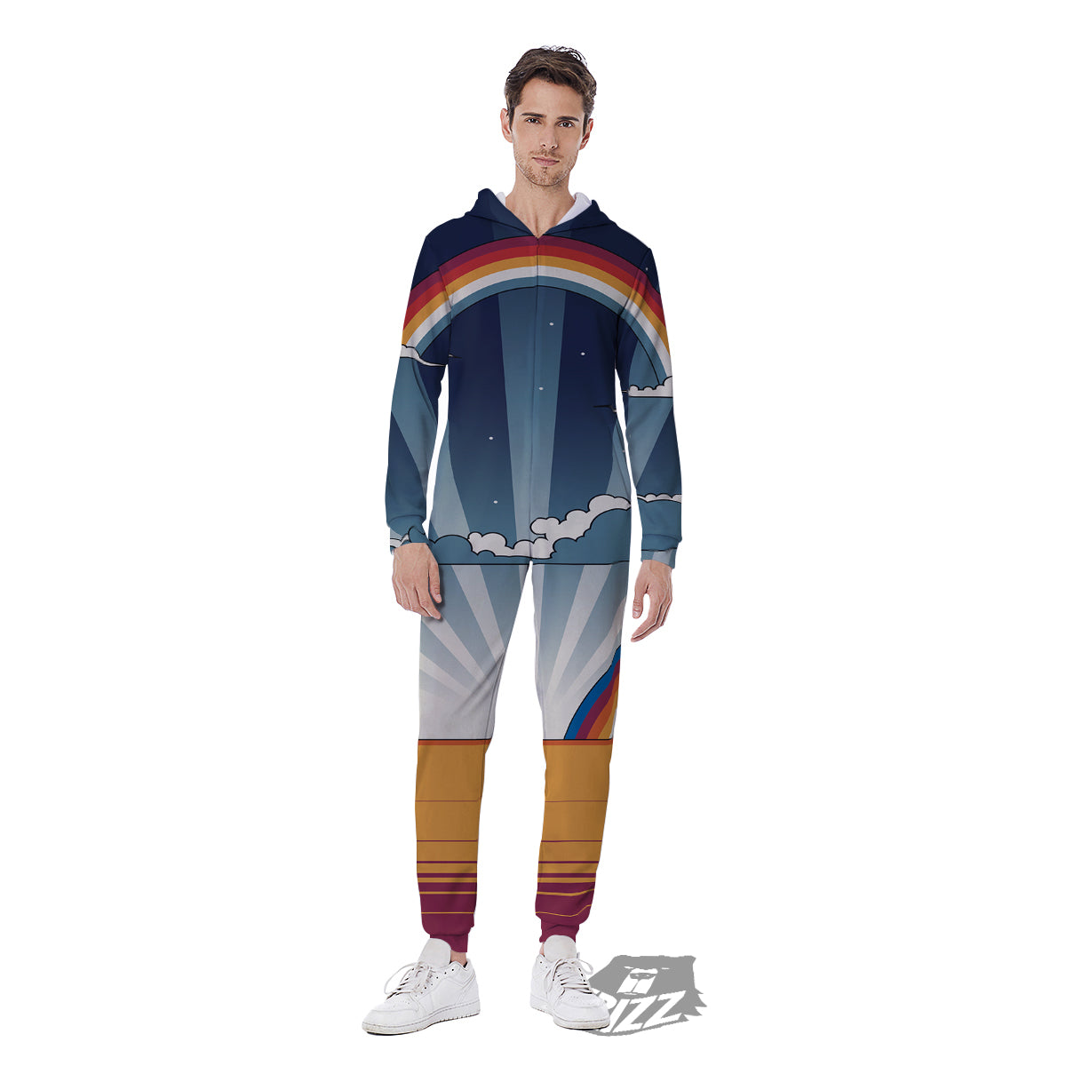 Art Style Hippie 1960s Print Men's Jumpsuit-grizzshop