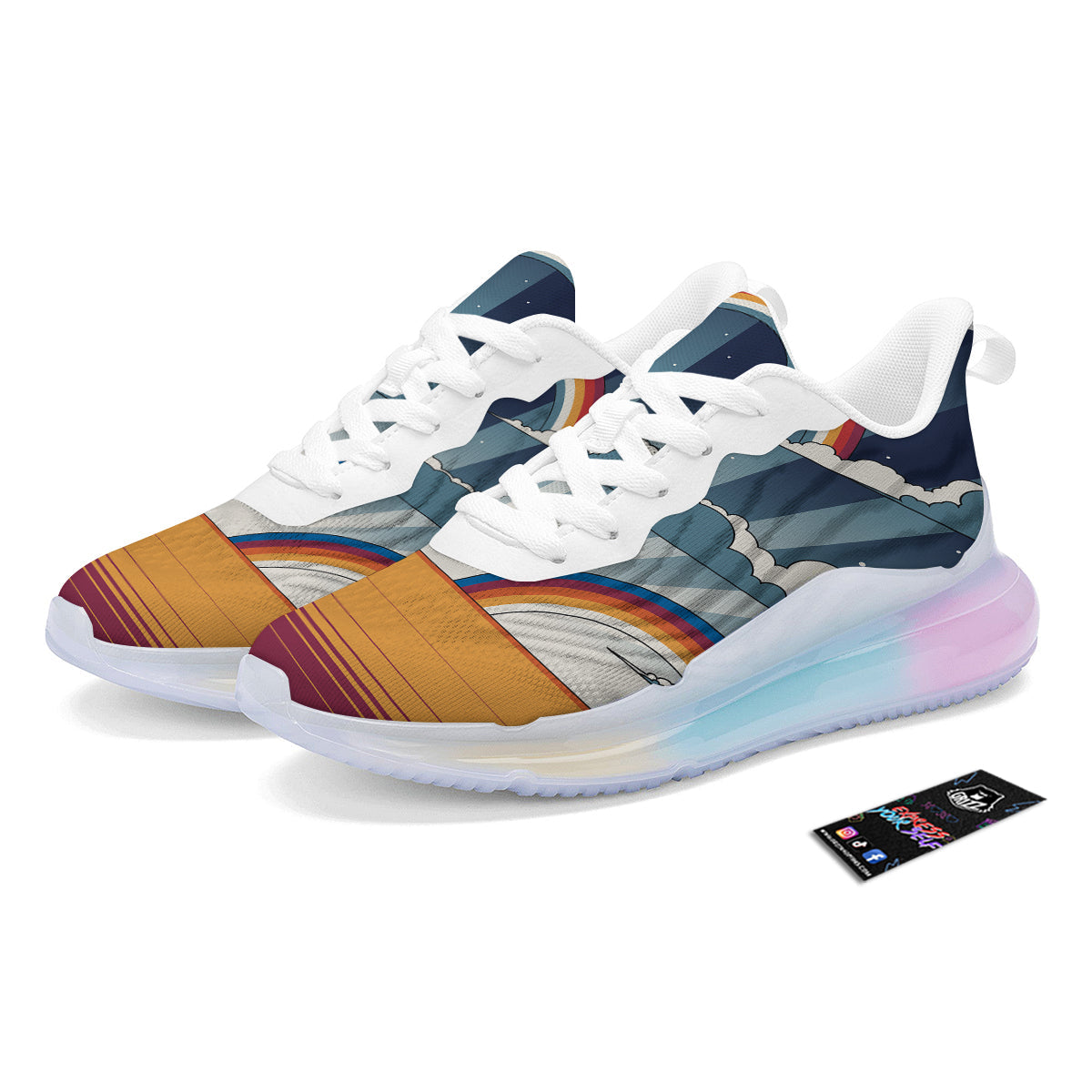 Art Style Hippie 1960s Print Running Sneakers-grizzshop
