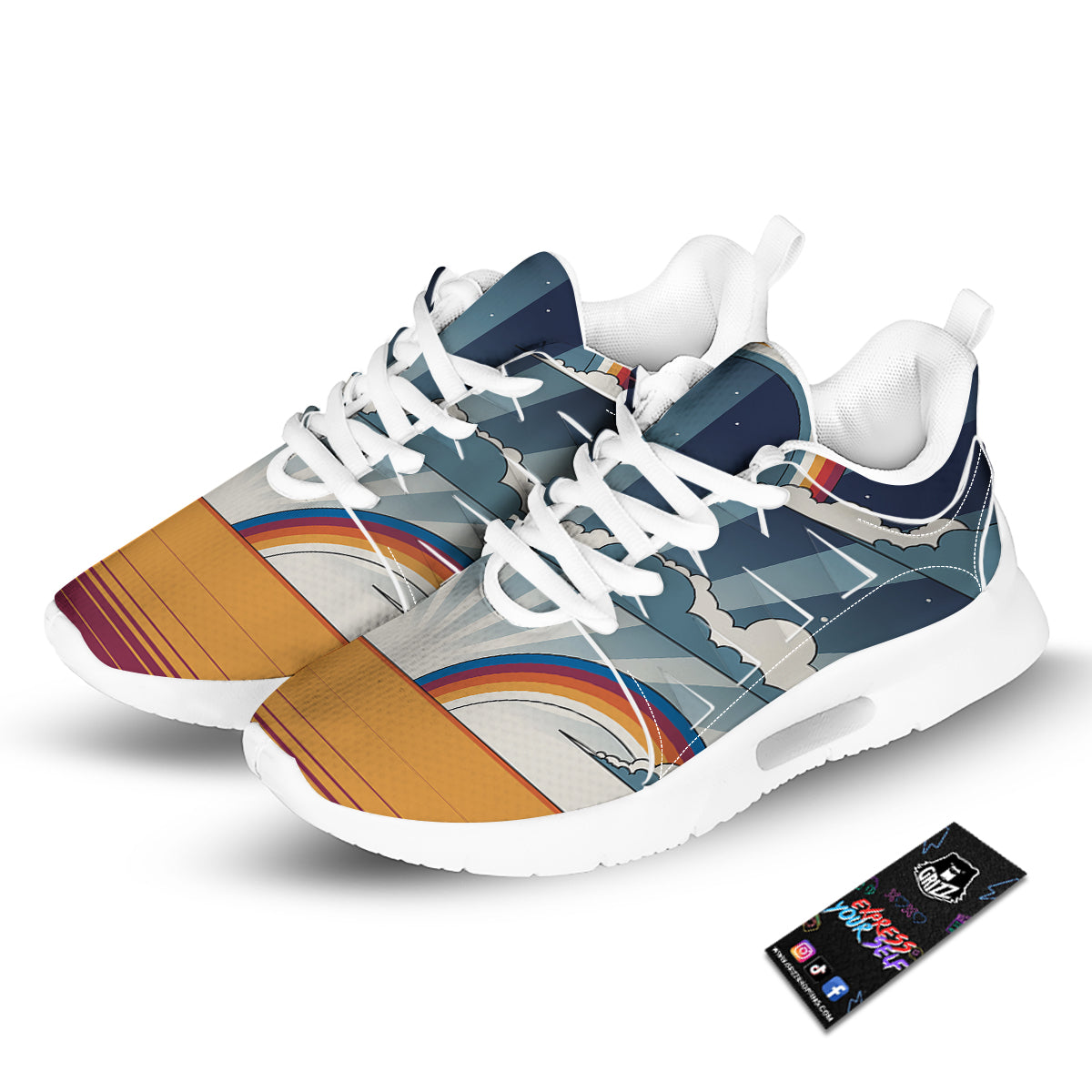Art Style Hippie 1960s Print Tennis Shoes-grizzshop