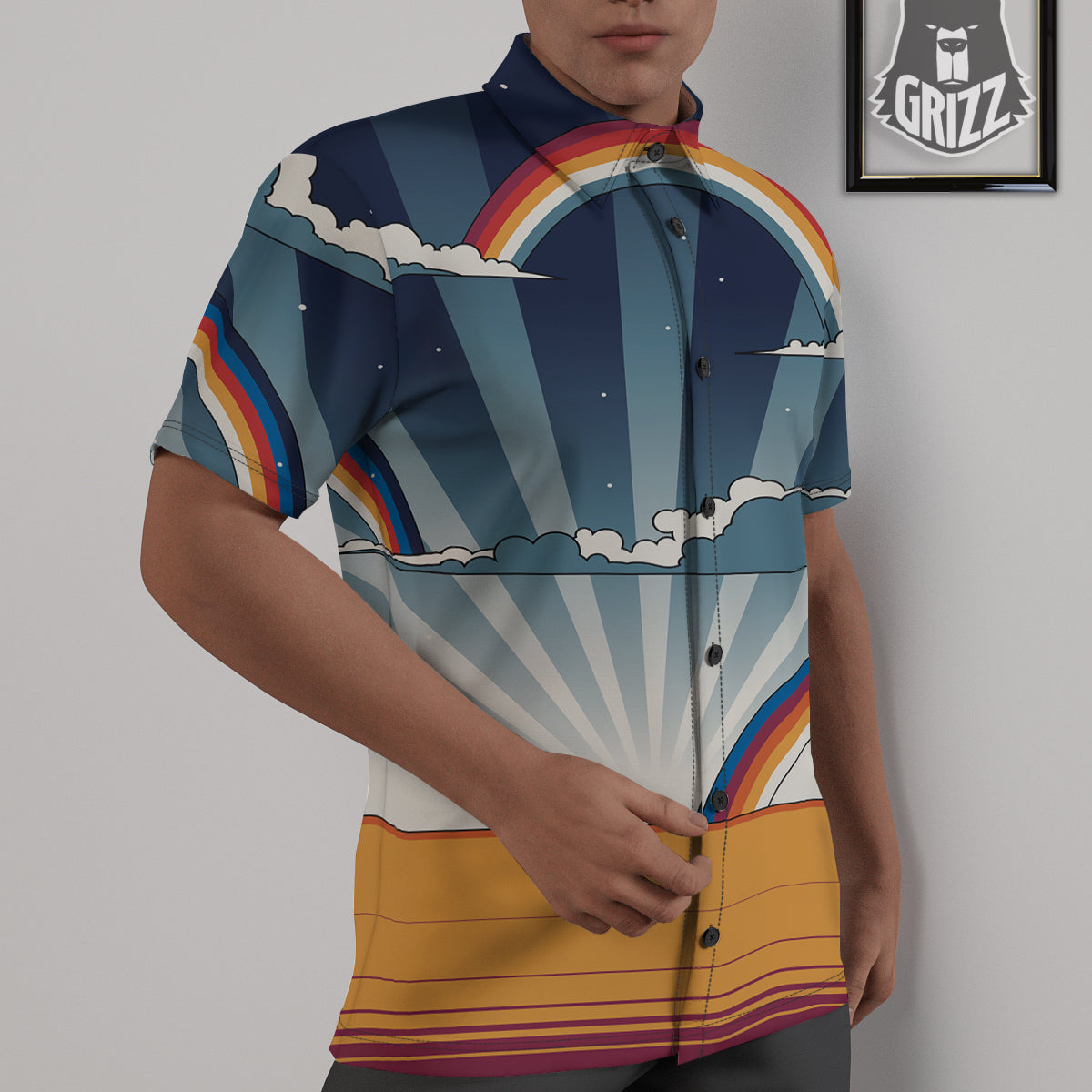 Art Style Hippie 1960s Print Untucked Shirts-grizzshop