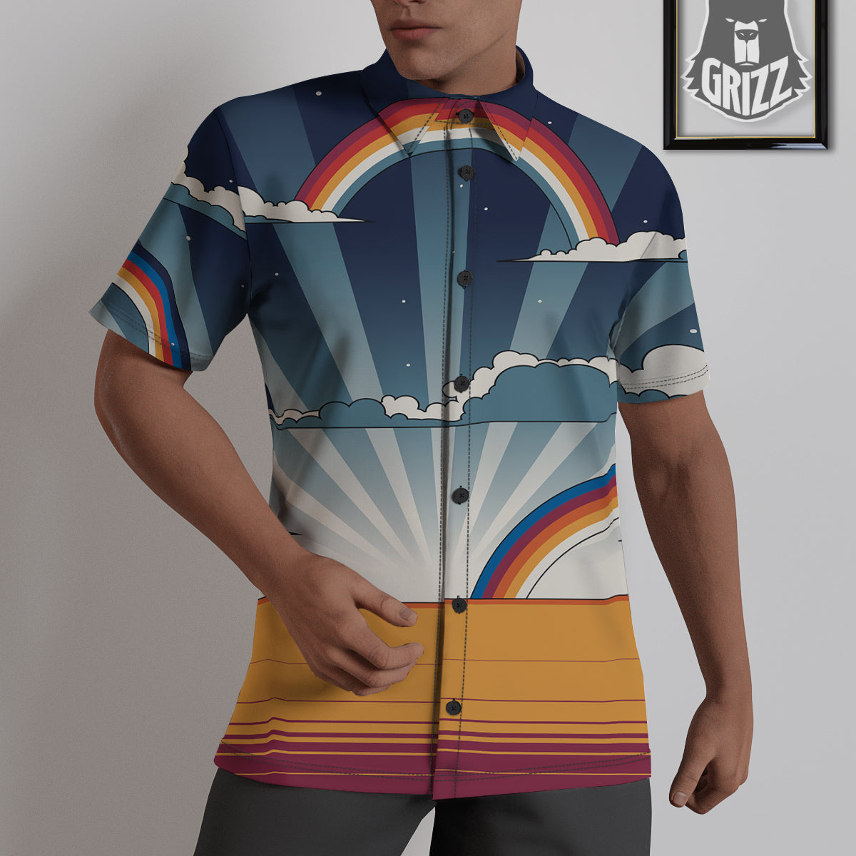 Art Style Hippie 1960s Print Untucked Shirts-grizzshop