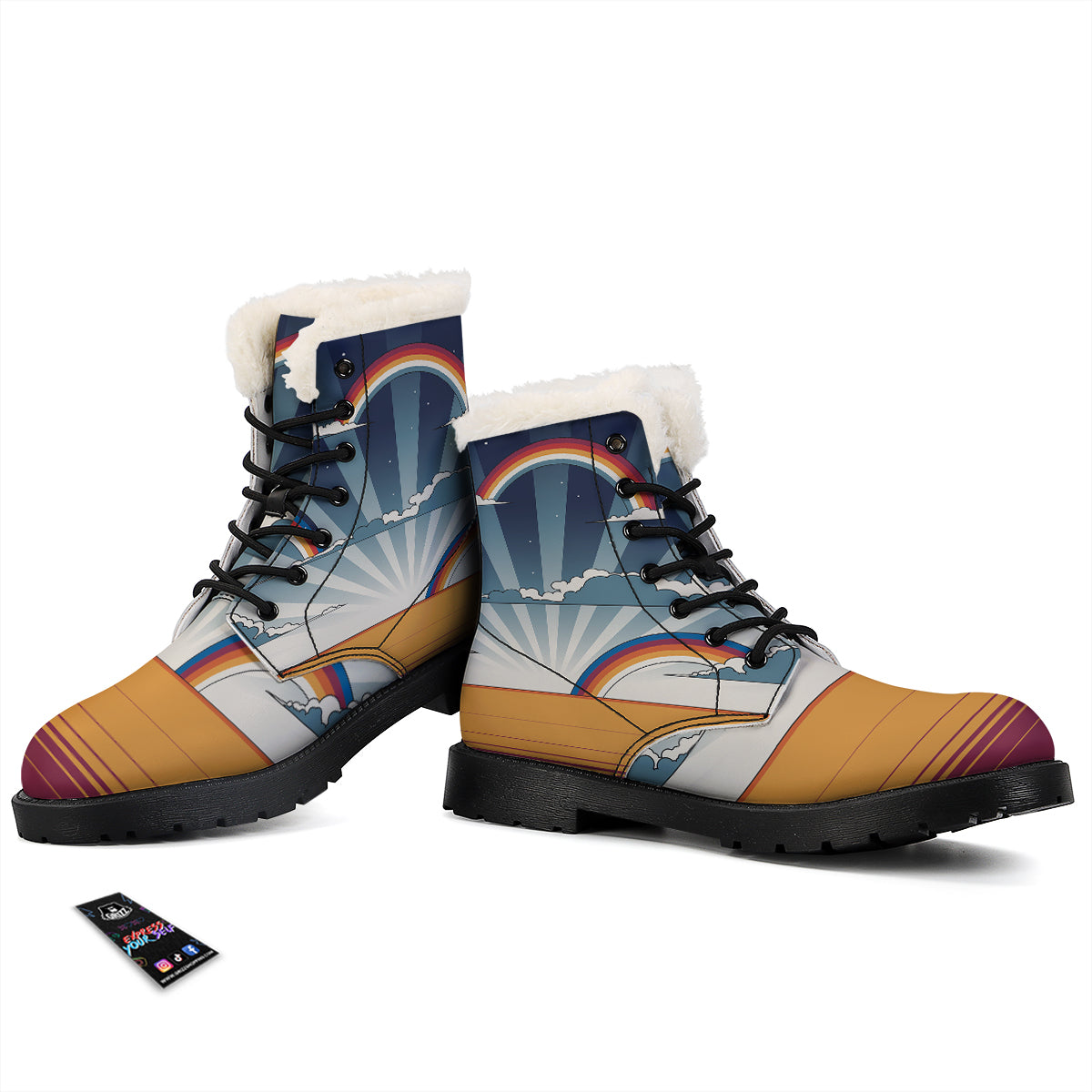 Art Style Hippie 1960s Print Winter Boots-grizzshop