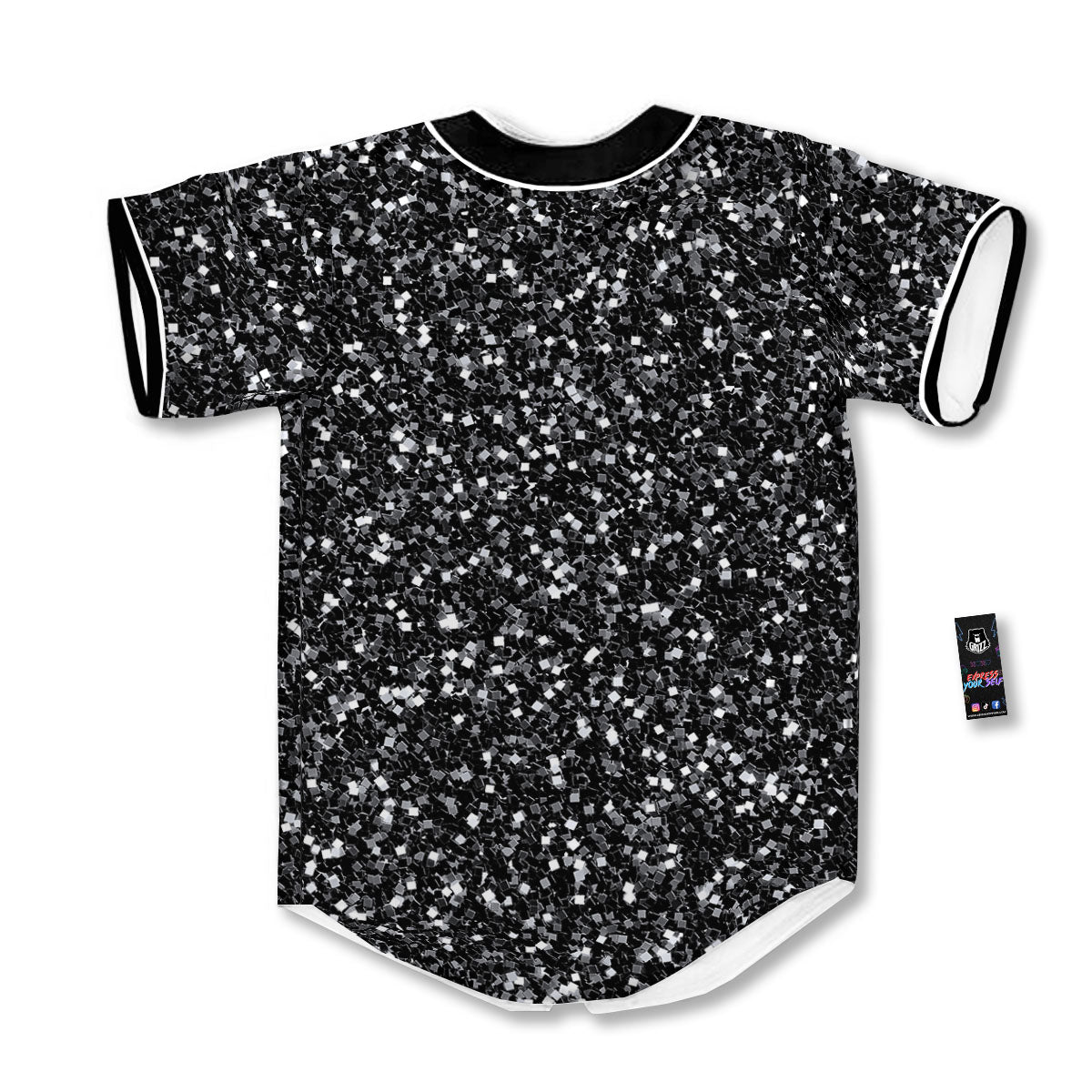 Artwork Black Glitter Print Baseball Jersey-grizzshop
