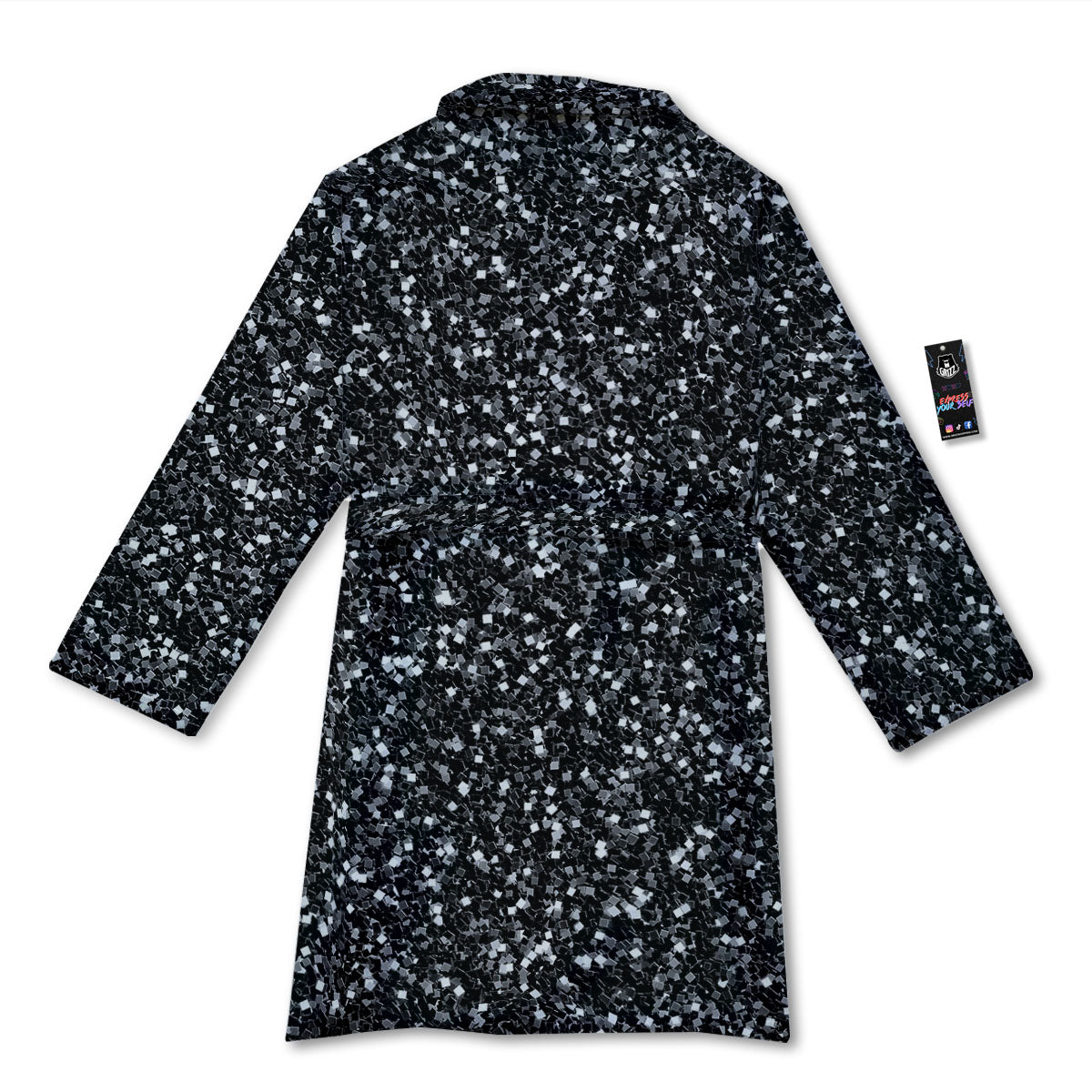 Artwork Black Glitter Print Bathrobe-grizzshop