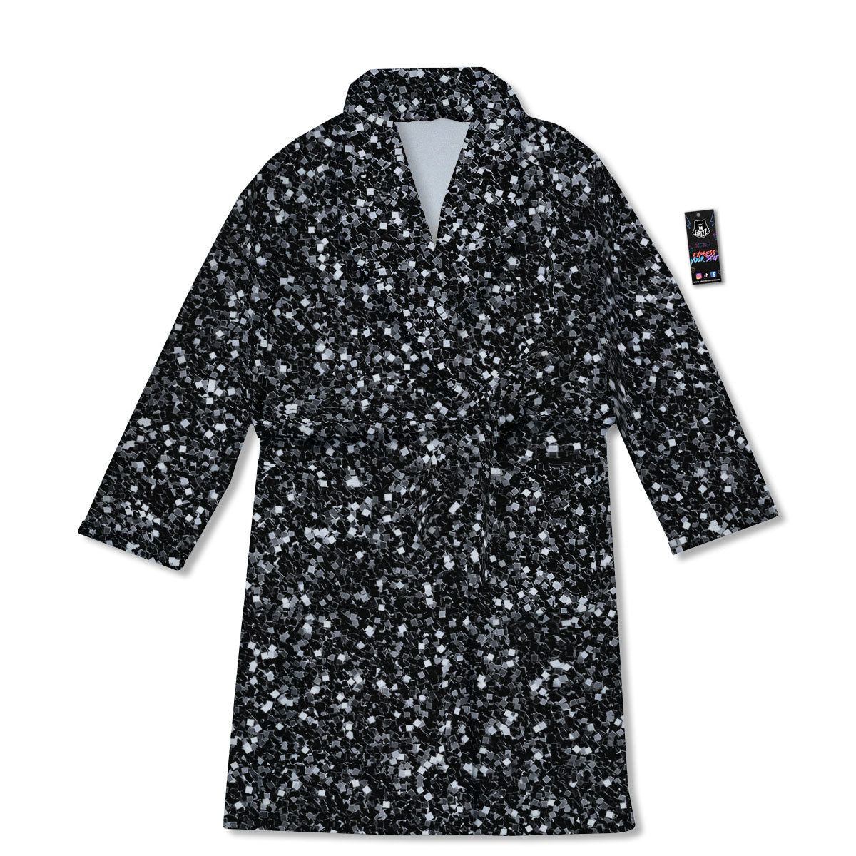 Artwork Black Glitter Print Bathrobe-grizzshop