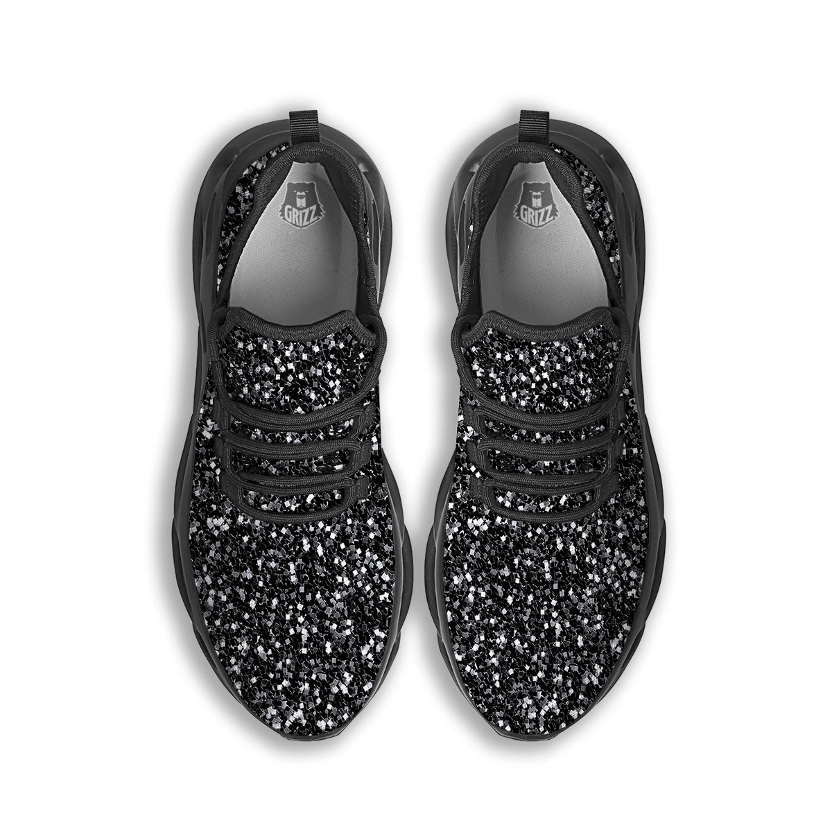Artwork Black Glitter Print Black Running Shoes-grizzshop